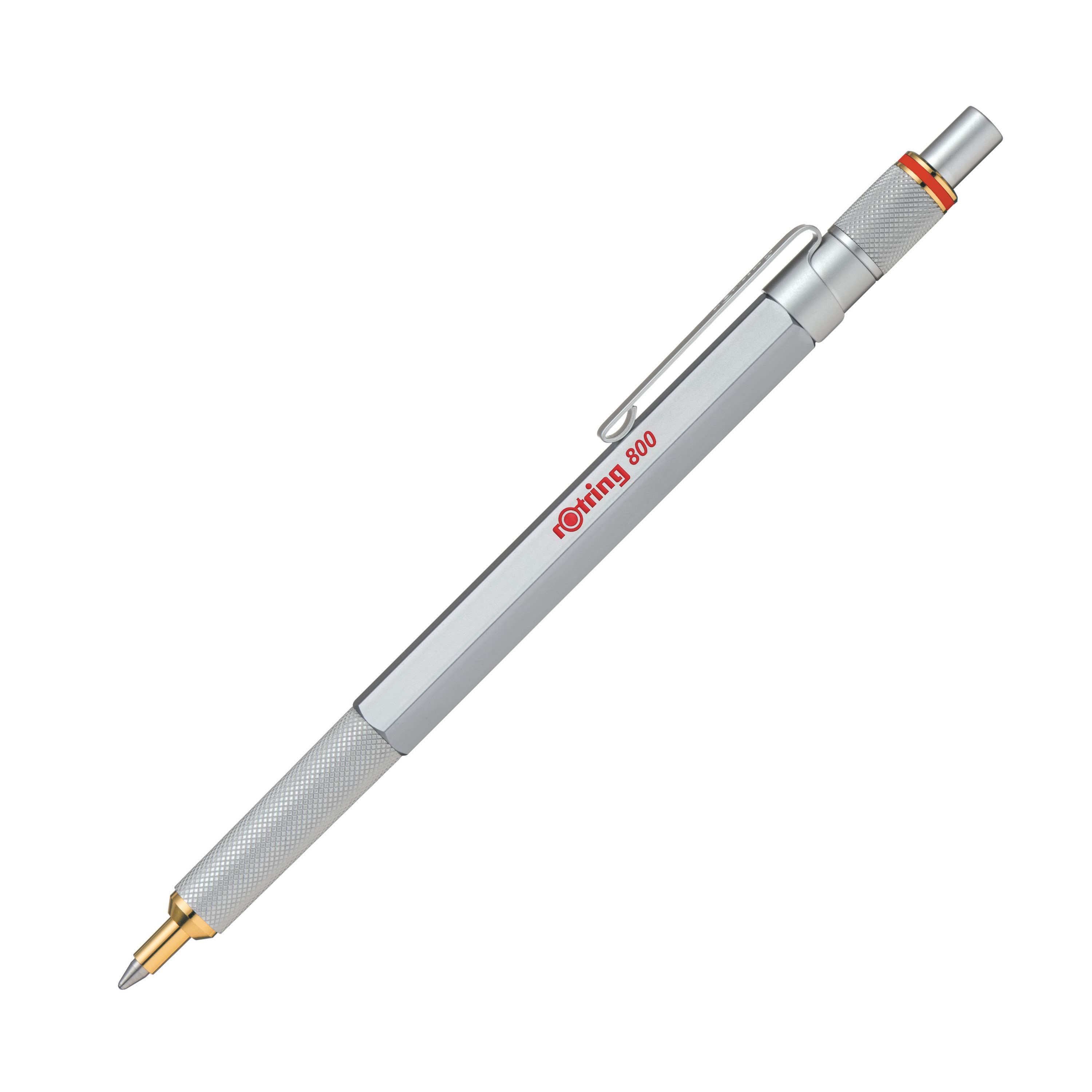 Rotring rOtring 800 kuglepen | Mellempunkt | Sort blæk | Sølv tønde | Genopfyldning
