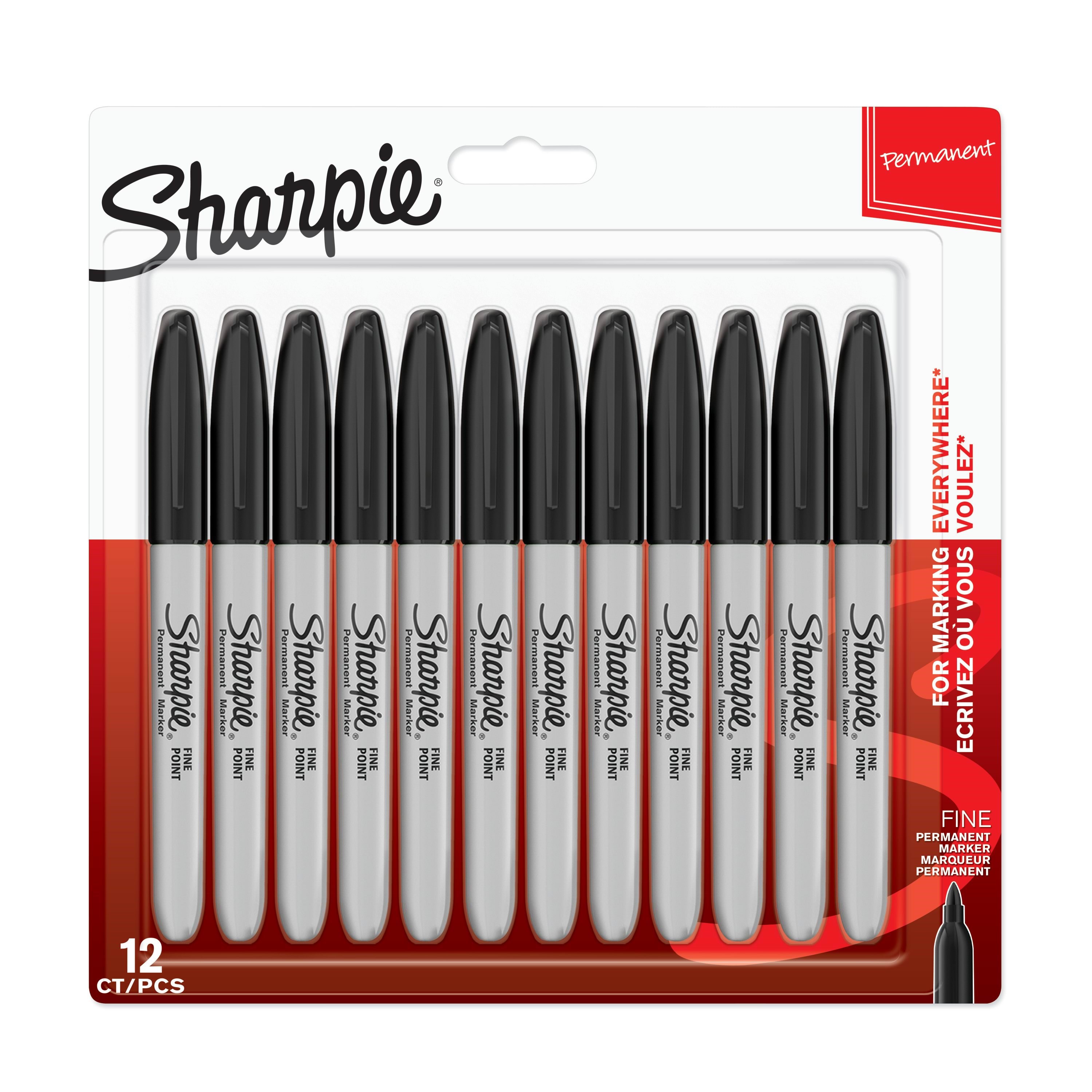 Sharpie Permanent Markers | Fin spids | Sort | 12 styk Tegneværktøj 1996111