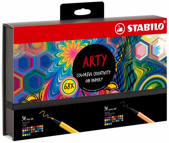 STABILO ARTY kreativt sæt 68 penne, Point 88 & Pen 68 34 af hver Hobby Artikler 204096