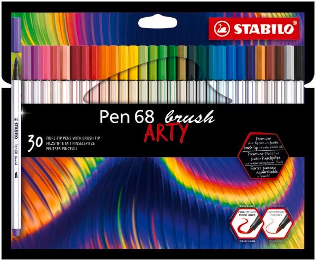STABILO Pen 68 ARTY, sæt med 30 pensel penne Hobby Artikler 204032