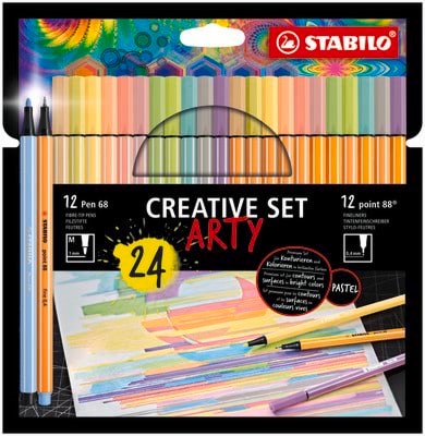 STABILO Pen 68/88 Arty, sæt med 24 penne i 12 farver Hobby Artikler 204087