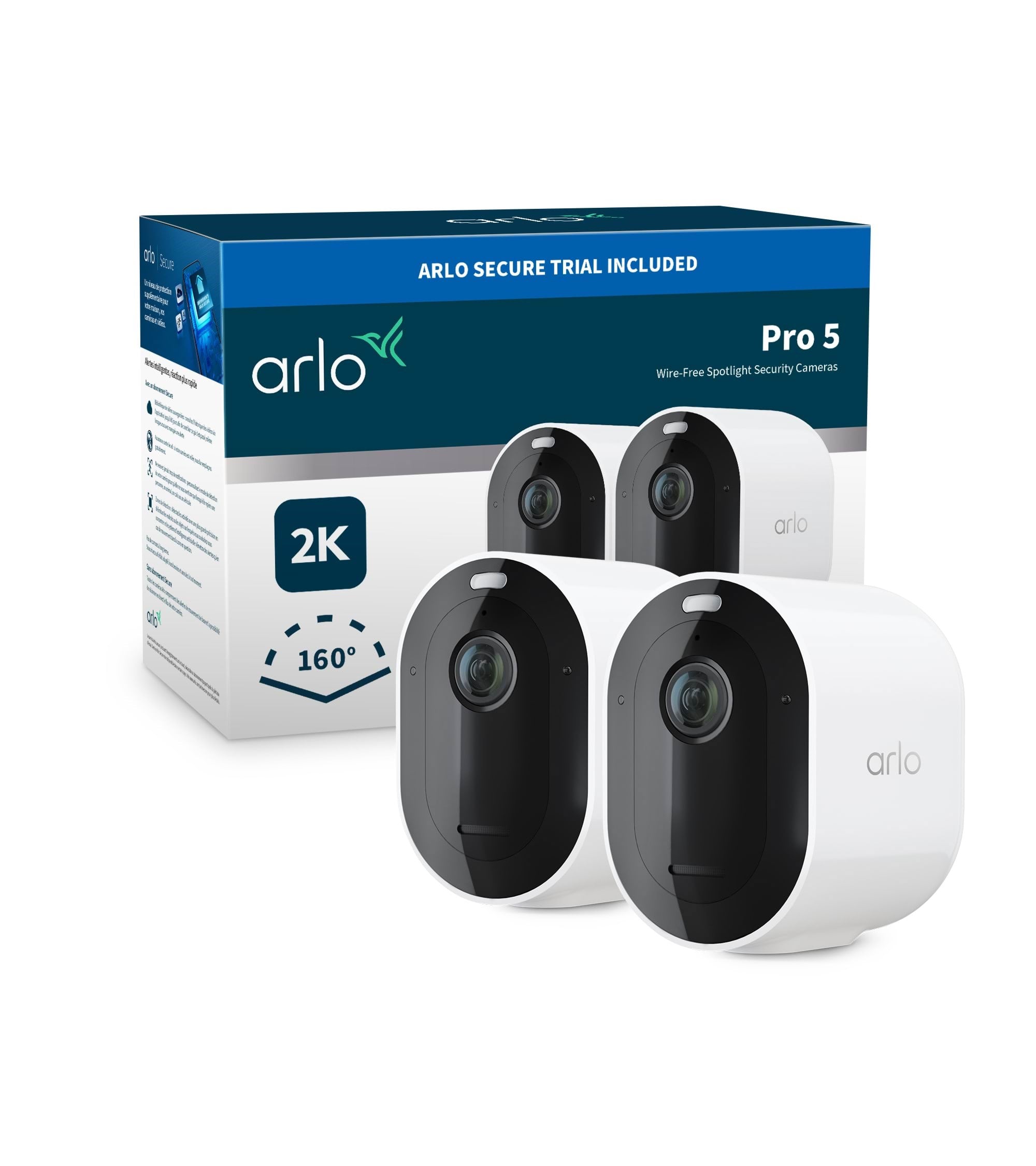 Arlo Pro 5 - Trådløst sikkerhedskamerasystem - 2 kameraer - Hvid Smart Home VMC4260P-200EUS