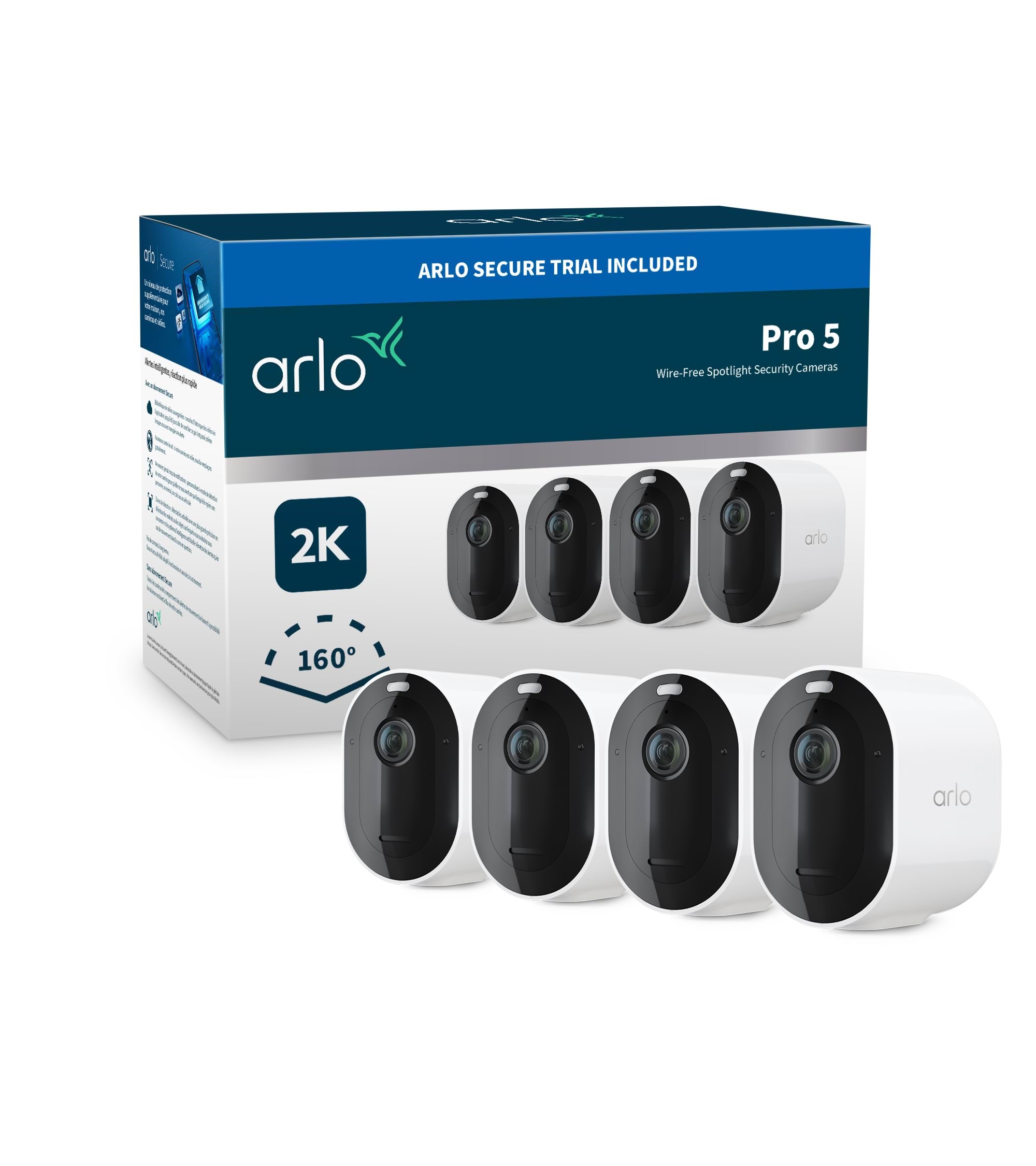 Arlo Pro 5 - trådløst sikkerhedskamerasystem - 4 kamerær - hvid Smart Home VMC4460P-100EUS