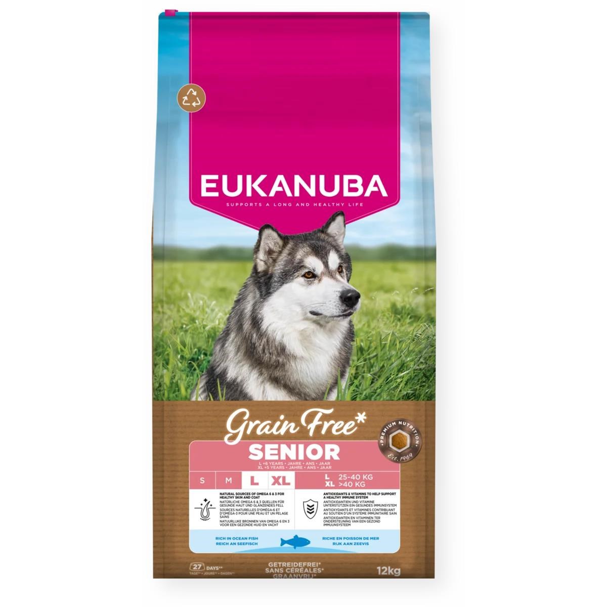 Eukanuba Grain Free Senior Large Breed Ocean Fish 12kg Hundeudstyr EH771200