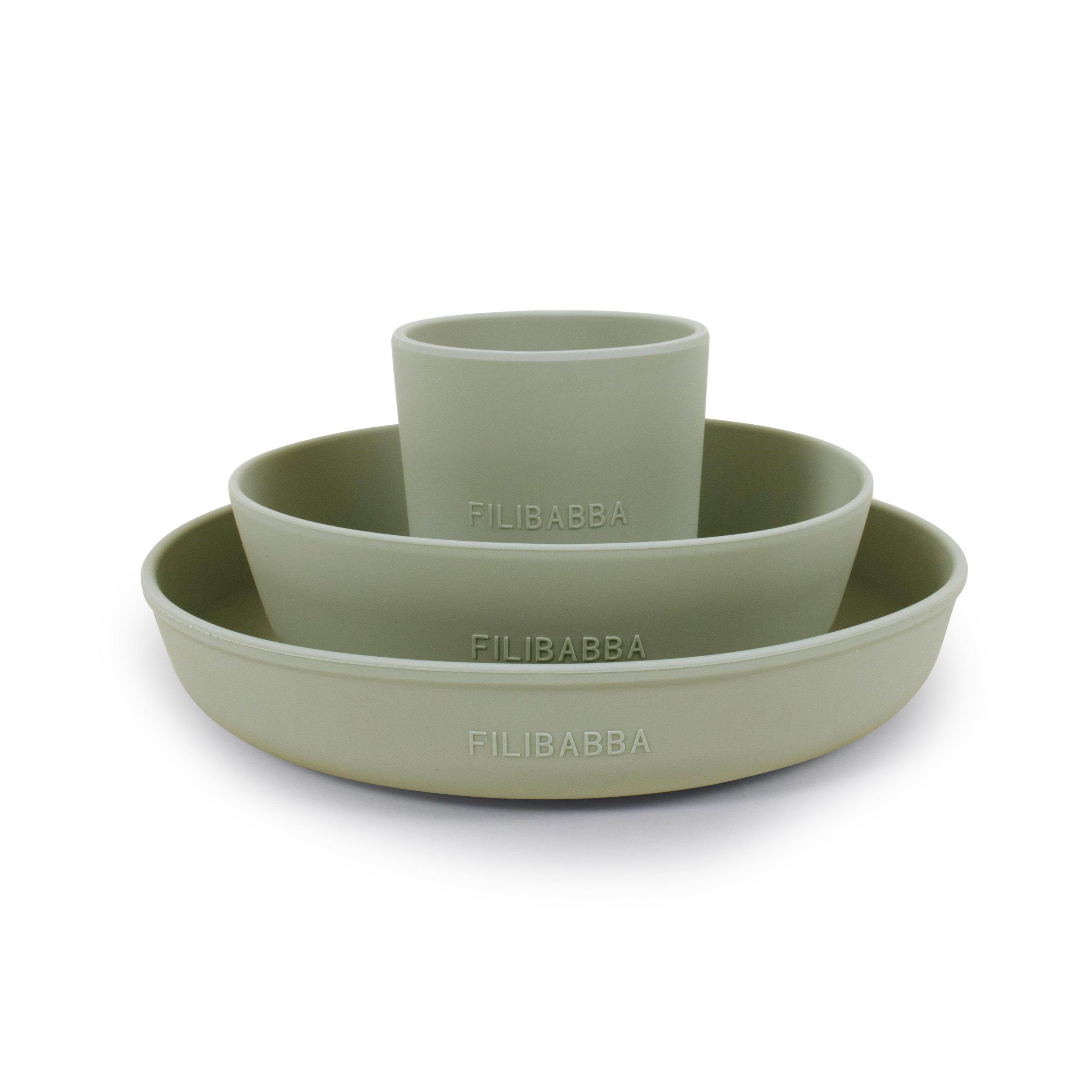 Filibabba Silicone dinner set - Green Babyudstyr FI-02252