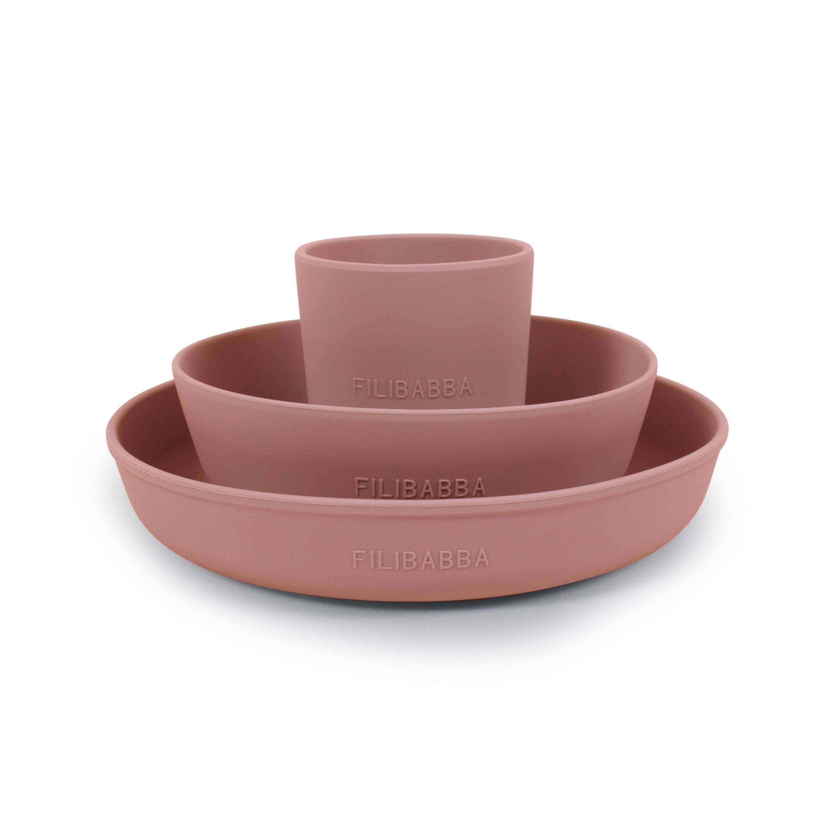Filibabba Silicone dinner set - Rose Babyudstyr FI-02253