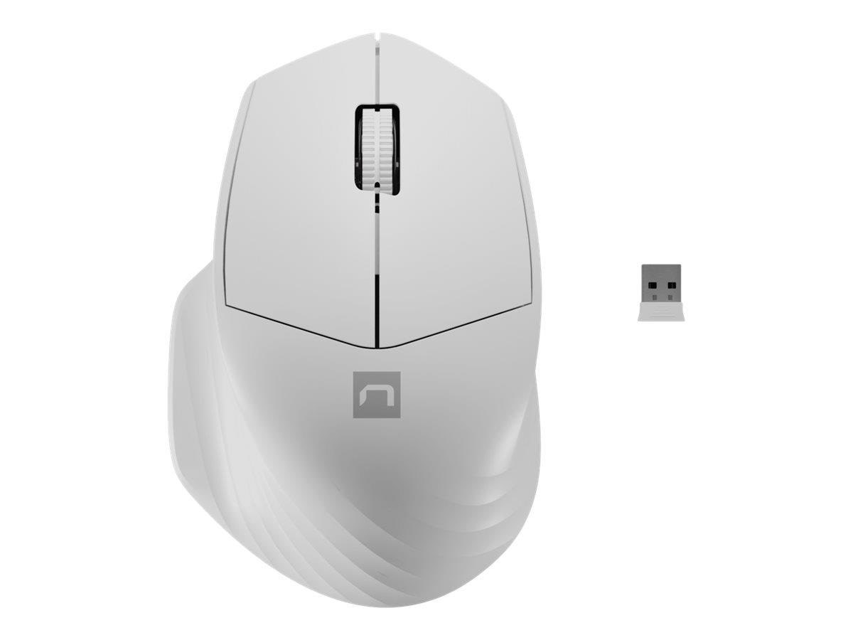 Natec Siskin 2 - mouse - 2.4 GHz Bluetooth 5.0 - white - Mus - Optisk - 3 knapper - Hvid