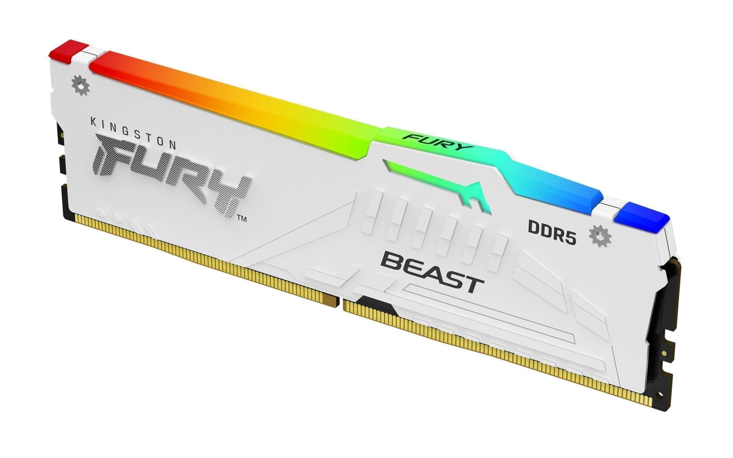 Kingston FURY Beast RGB DDR5-5600 - 32GB - CL36 - Single Channel (1 pcs) - AMD EXPO & Intel XMP - Hvid med RGB