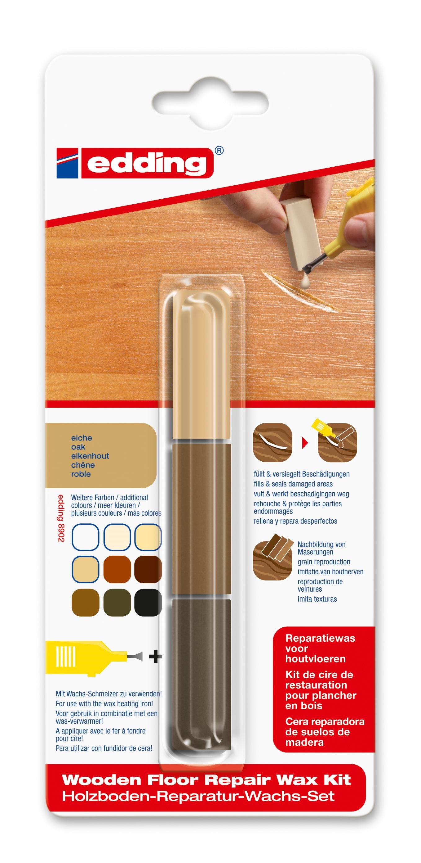 Edding e-8902 voks kit til reparation af træmøbler eg Værktøj 4-8902-1-4603