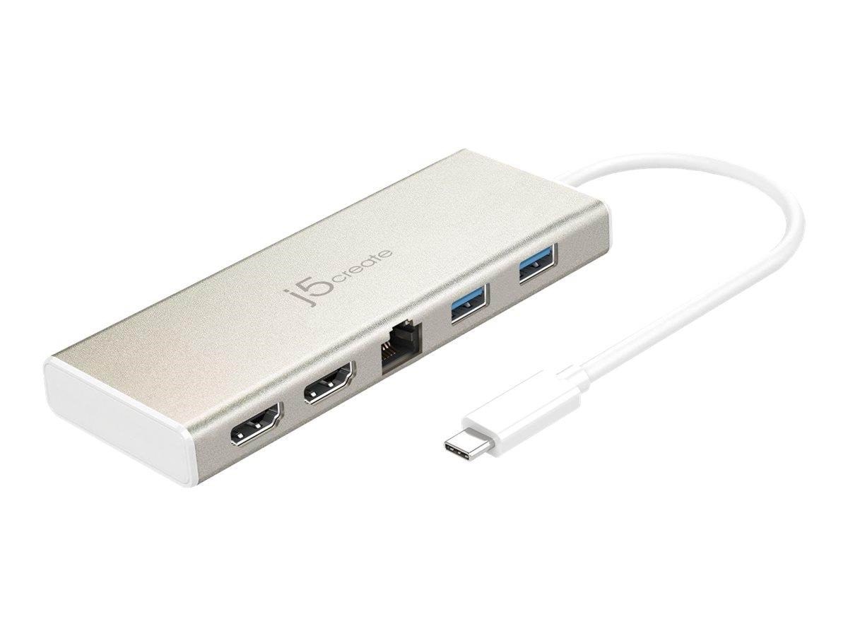 j5create USB Type-C Dual HDMI Mini Dock (med Ethernet og PD) Docking Station JCD381-N
