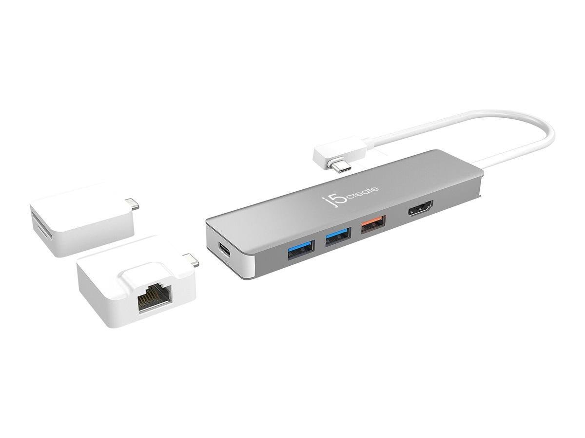 j5create USB-C Modular Multi-Adapter (Includes 2 Kits) Docking Station JCD375-N