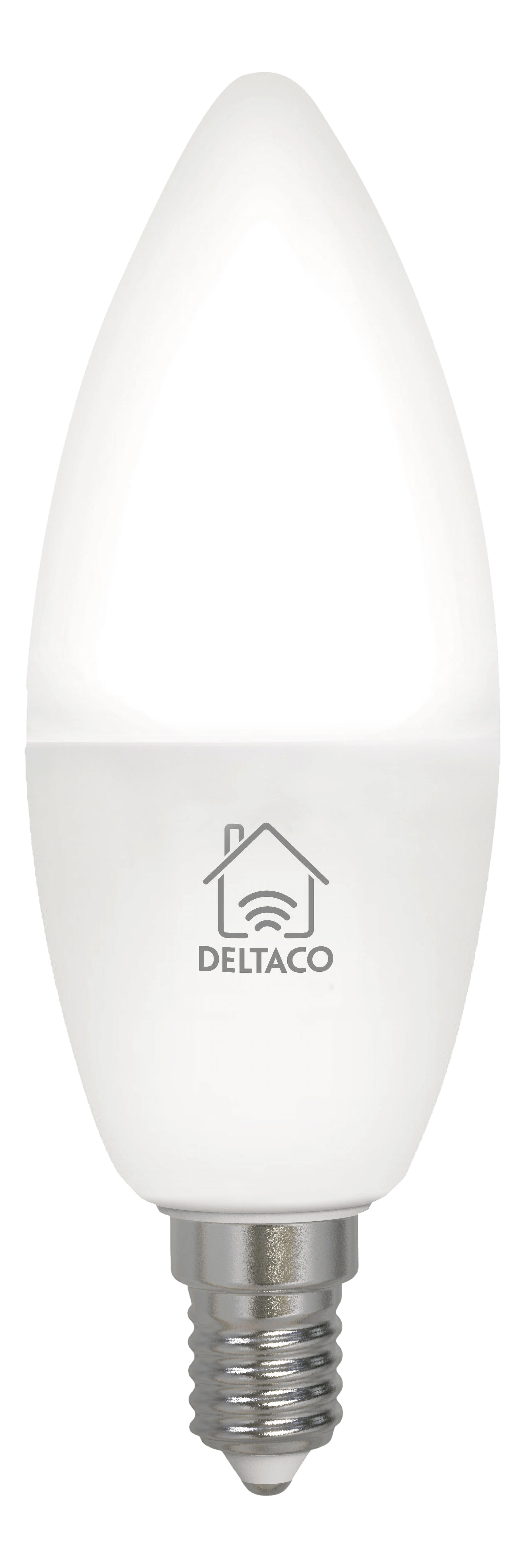Deltaco LED-lampe, E14, Wi-Fi 2,4GHz, 4.5W, 385lm, dæmpbar, 2700K-6500K, 220-240V, hvid