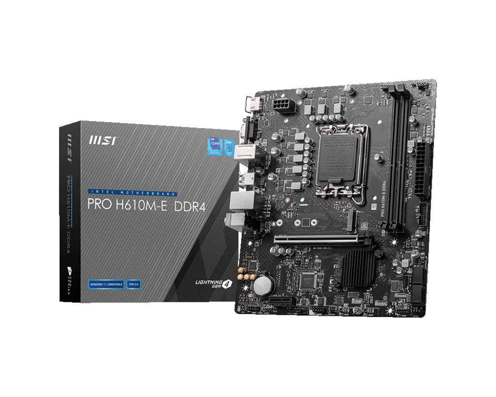 MSI PRO H610M-E DDR4 Bundkort - Intel H610 - Intel LGA1700 - DDR4 RAM - Micro-ATX Bundkort