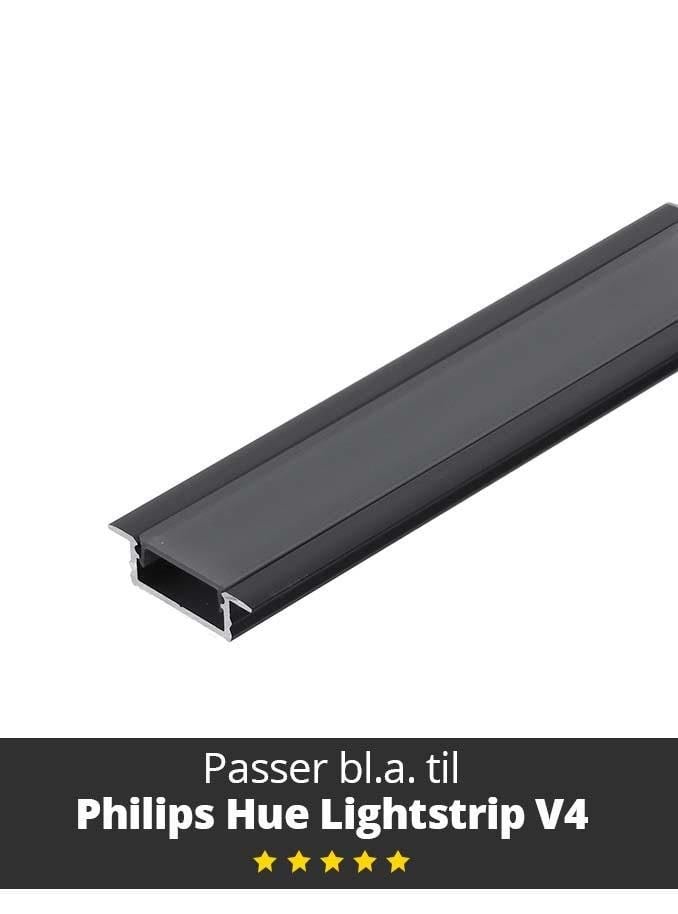 Light Solutions Aluminum profile - Model G for Philips Hue and WiZ - Black