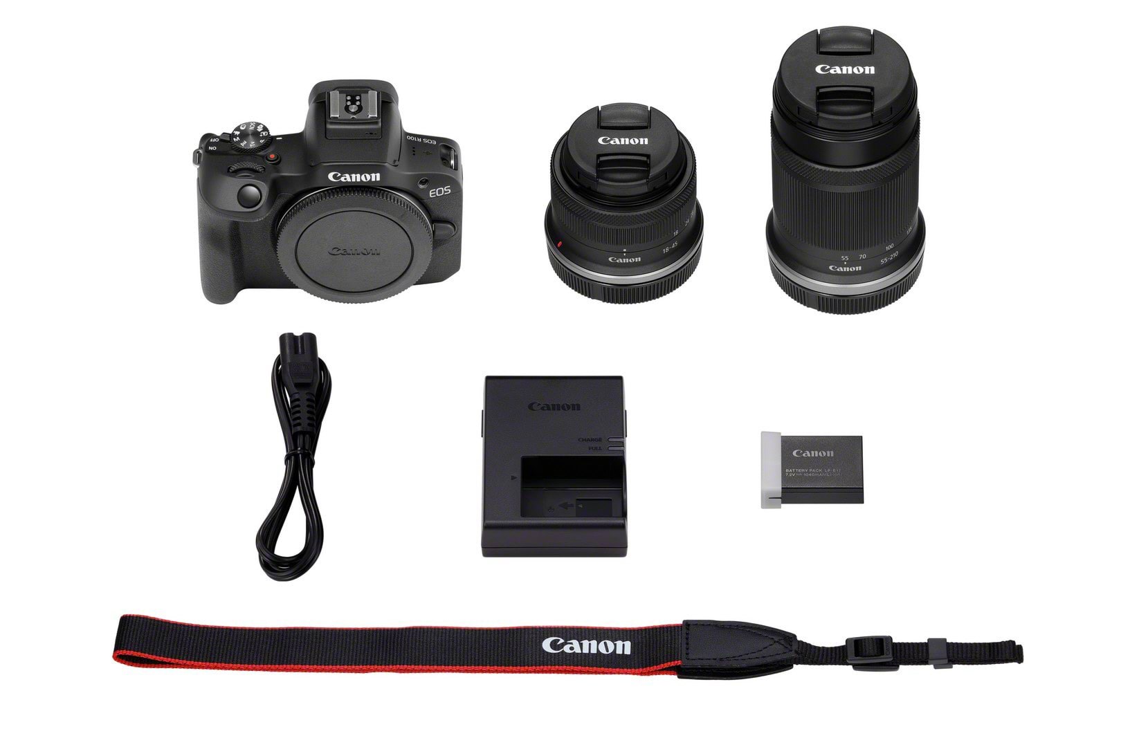 Canon EOS R100 + RF-S 18-45MM IS STM + RF-S 55-210MM F5-7.1 IS STM Kamera Sort 6052C023
