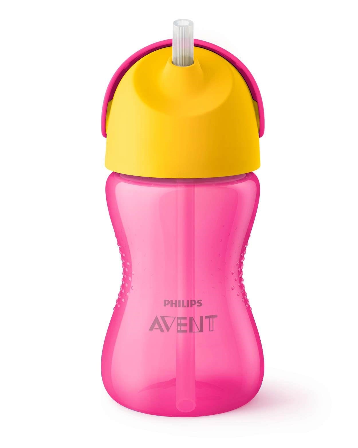 Philips Avent Drikkedunk med sugerør - pink/gul - 300 ml - SCF798/02 Babyudstyr