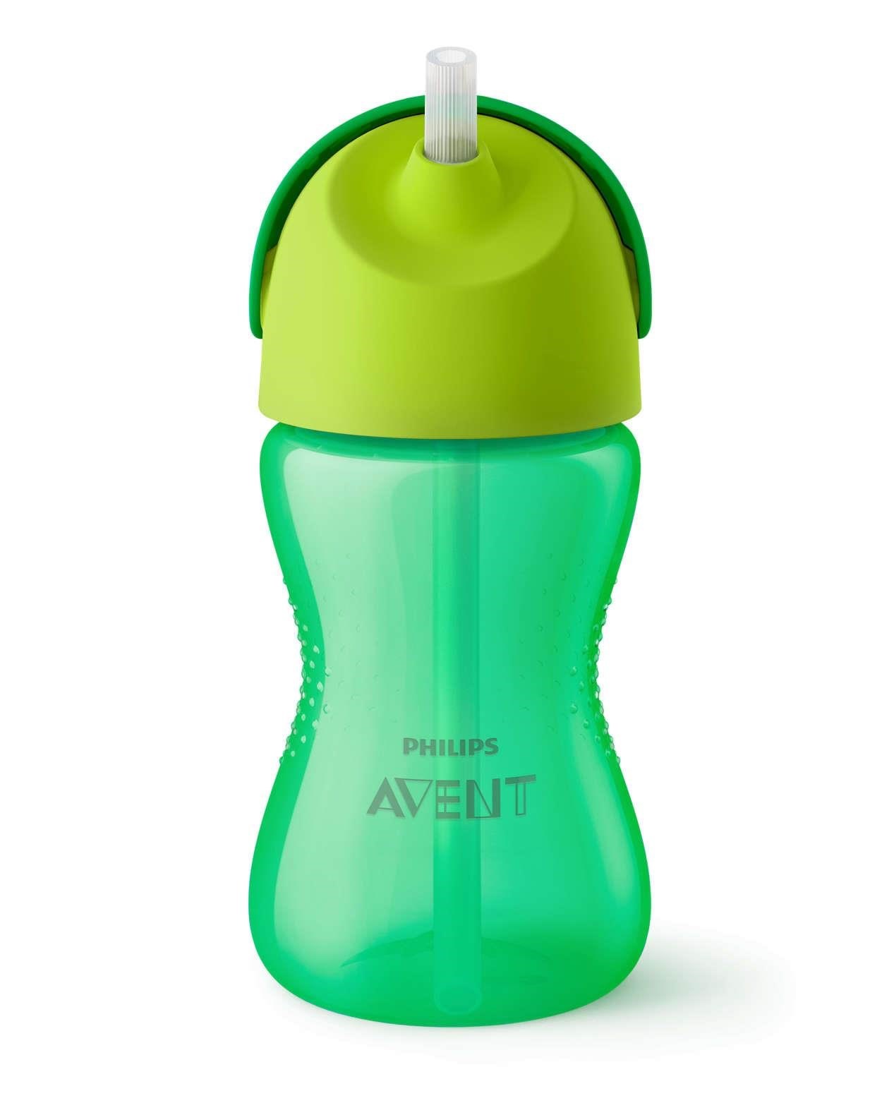 Philips Avent Drikkedunk med sugerør - grøn - 300 ml Babyudstyr SCF798/01