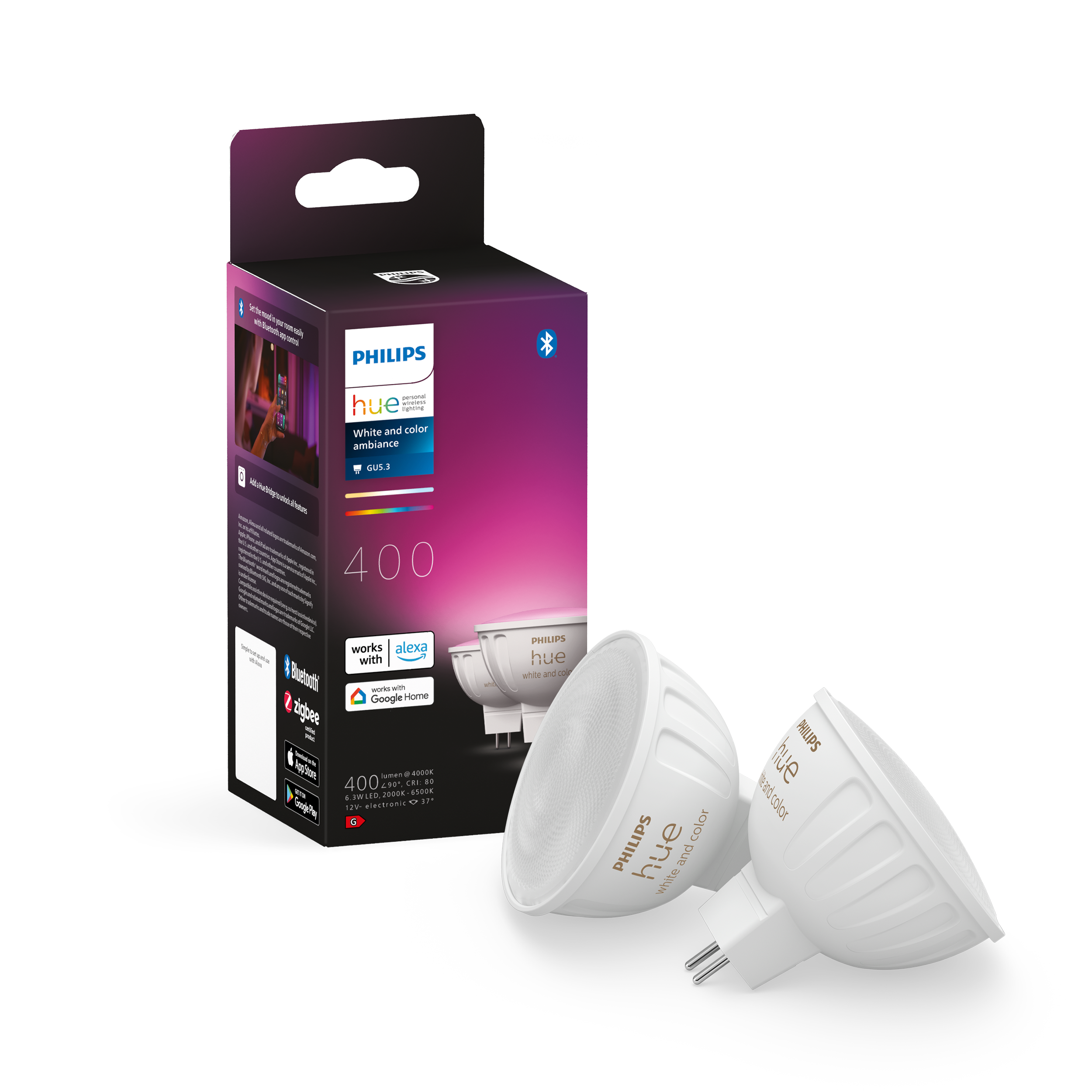 Philips HueWCA 6.3W 12V MR16 2-Pakke Smart Home 929003575302