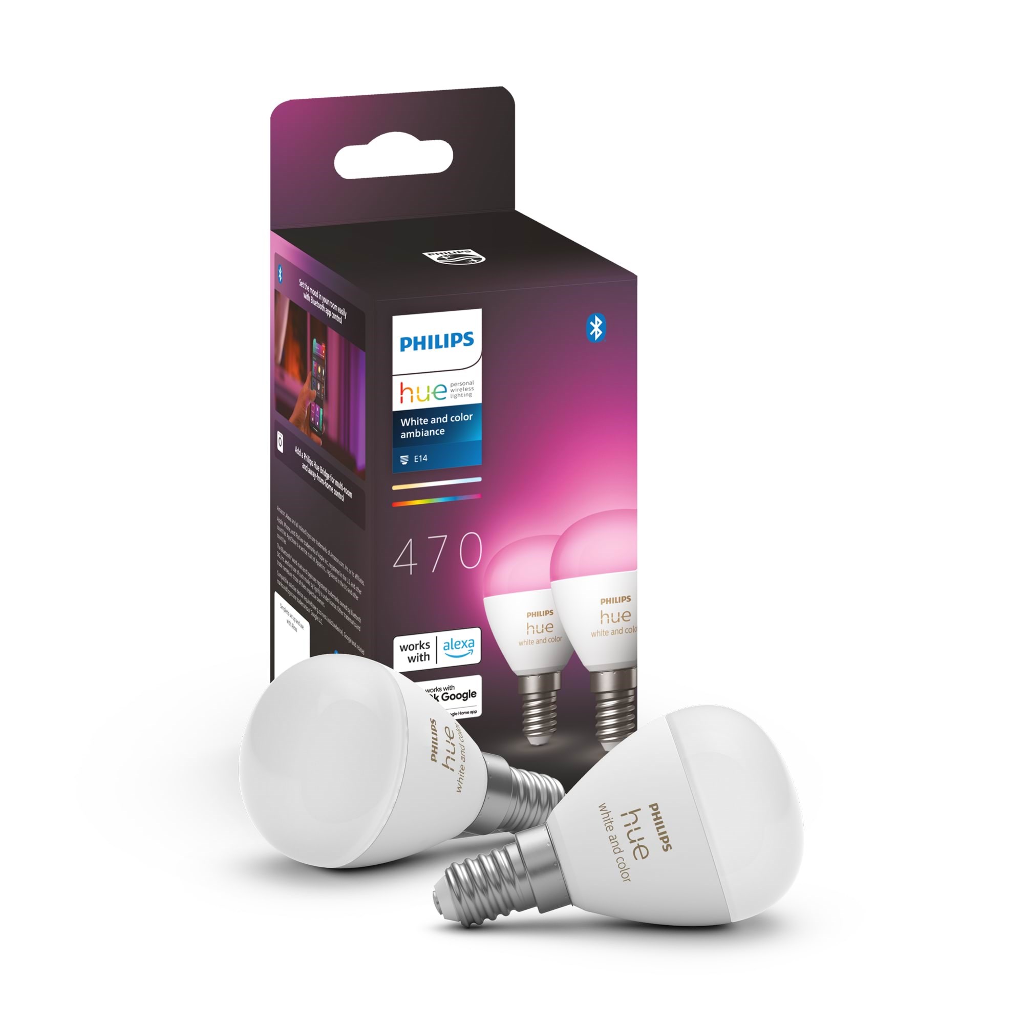 Philips Hue White and color ambiance E14 Intelligent kronepære (2-pak) Smart Home 929003573602