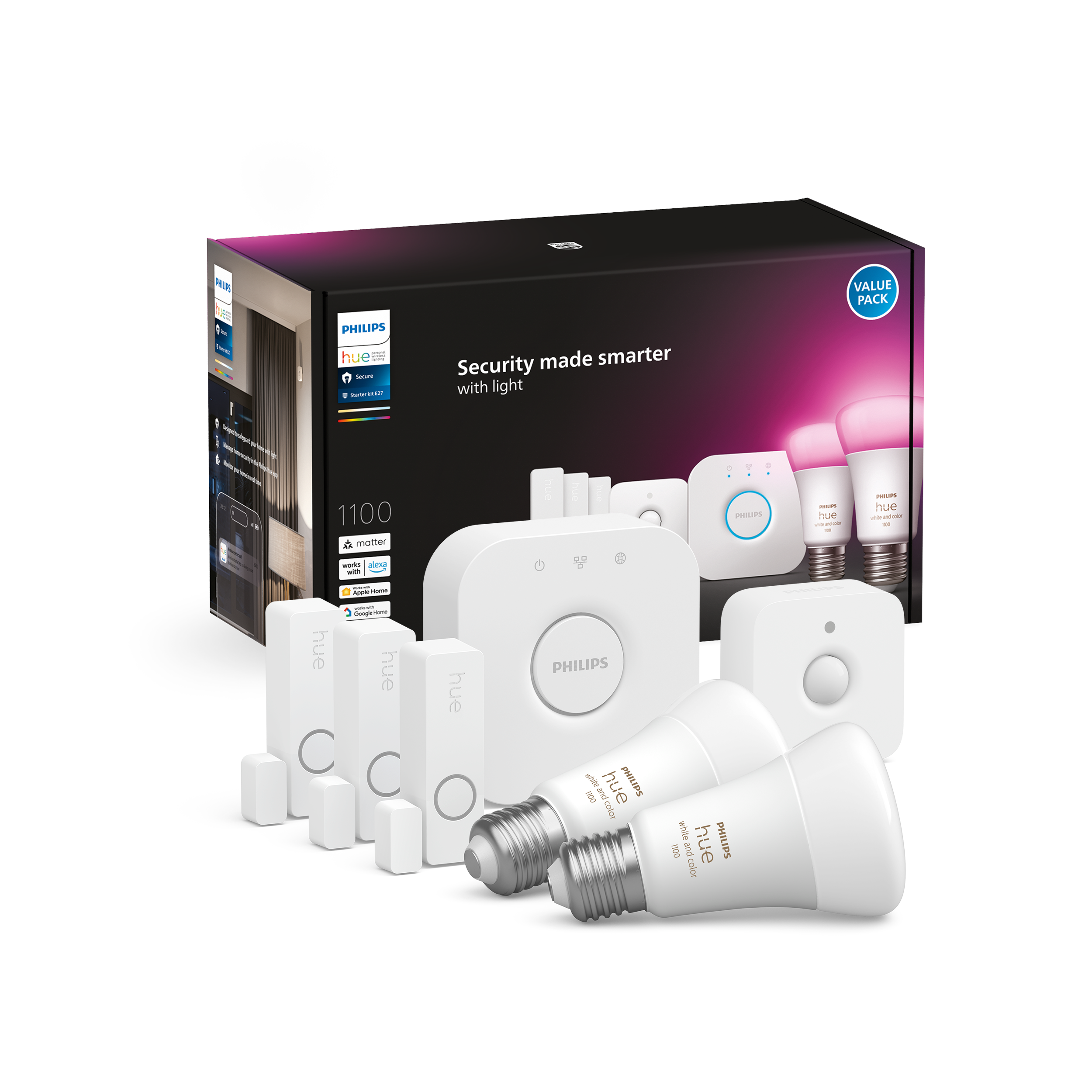 Philips Hue Secure Sensor WCA E27 set White Smart Home 929002468824