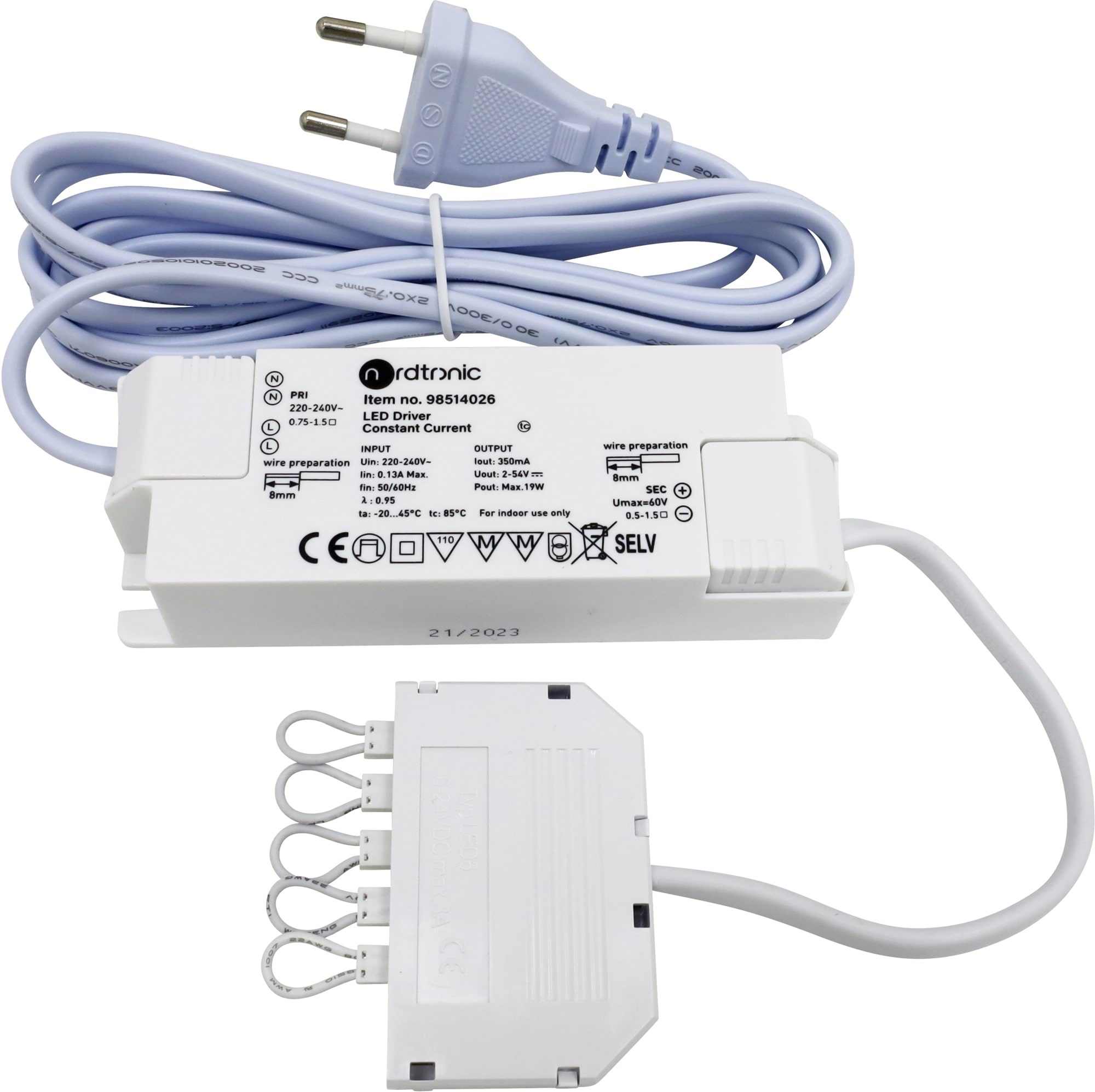 Nordtronic LED driver, ikke dæmpbar, 1-19W, 350mA Drivere Spoler Og Transformatore 98514026