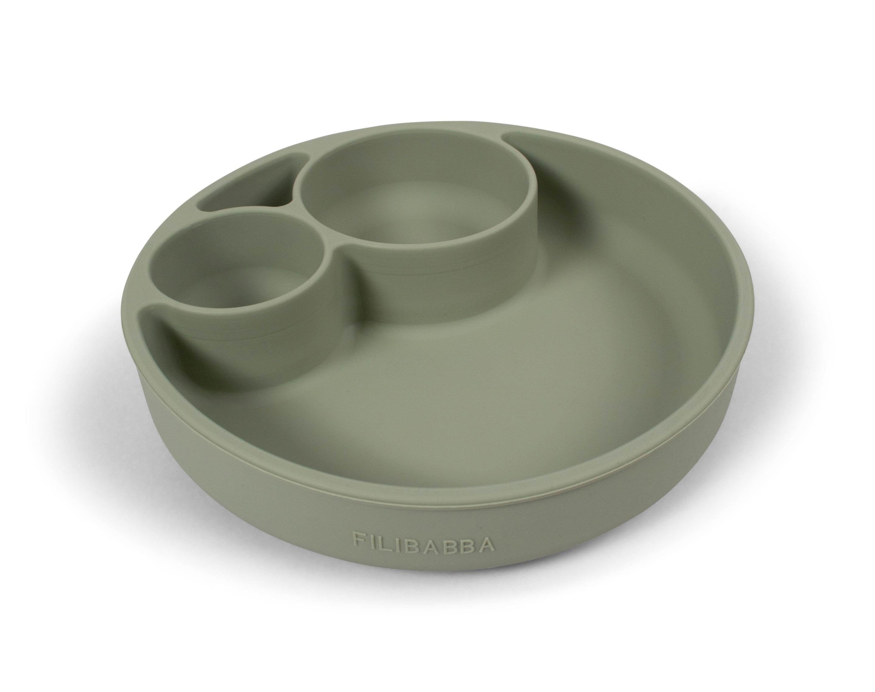Filibabba Silicone divided plate - Green Babyudstyr FI-02276