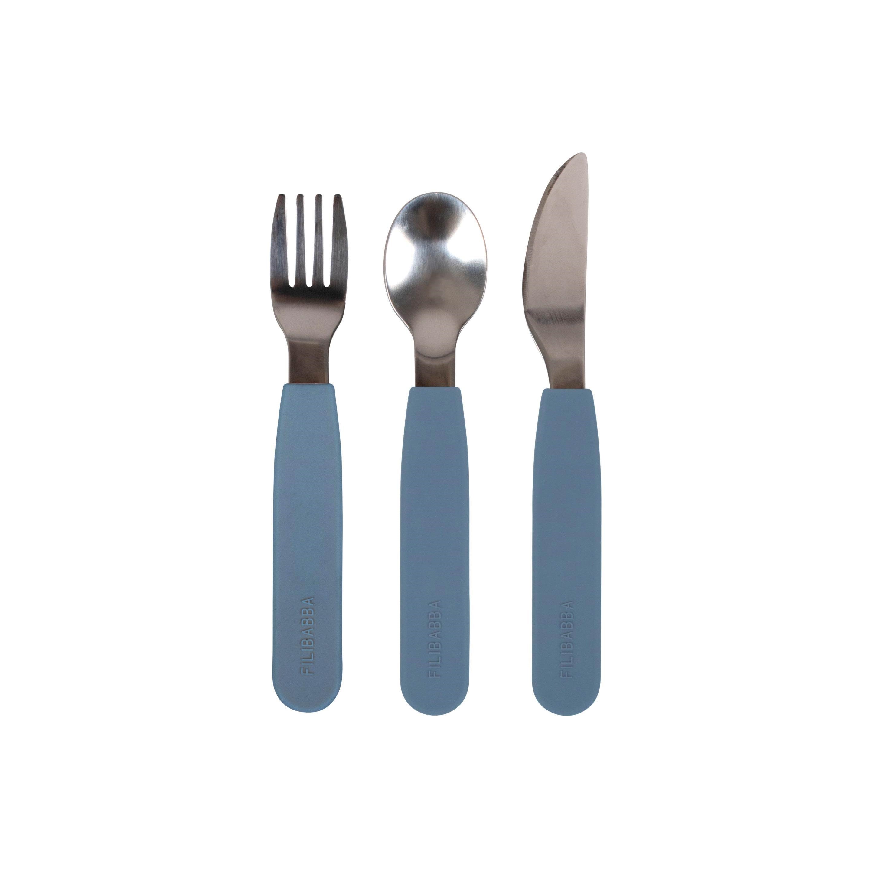 Filibabba Silicone cutlery set - Powder Blue Babyudstyr FI-02289