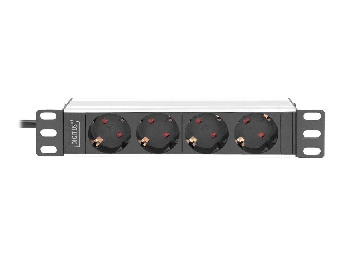 DIGITUS 4-Port - 1U - Aluminum PDU Strømkabel Sort DN-95418