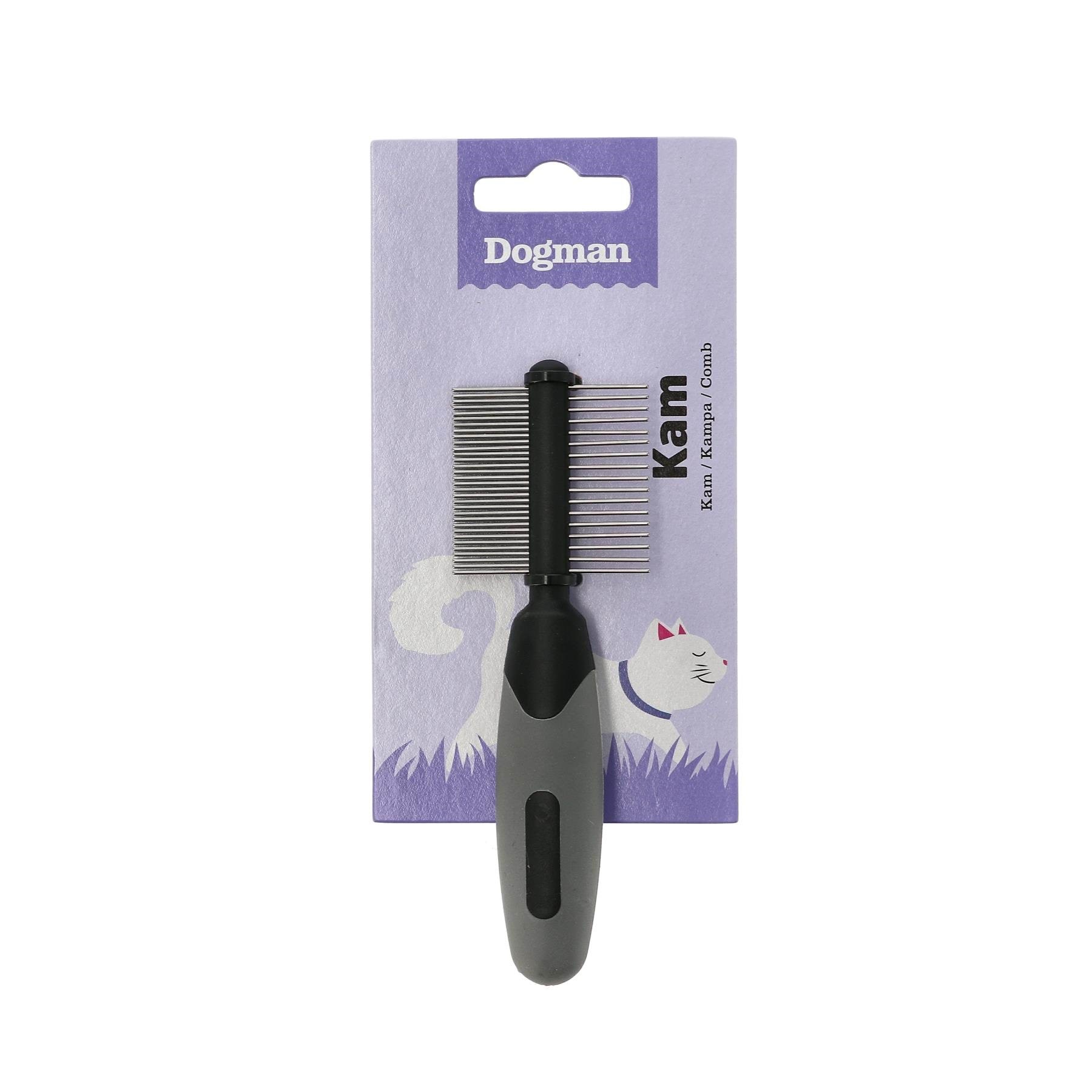 Dogman Dobbeltkam med Gummihåndtag 12cm Katteudstyr 717036