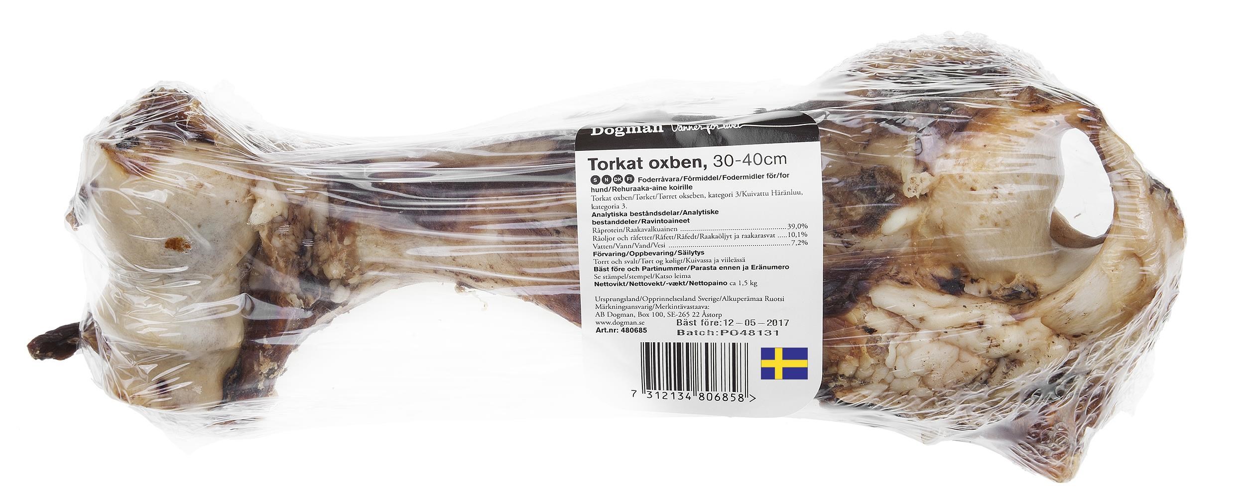 Dogman Tørret okseben 30-40cm plast Hundeudstyr 480685