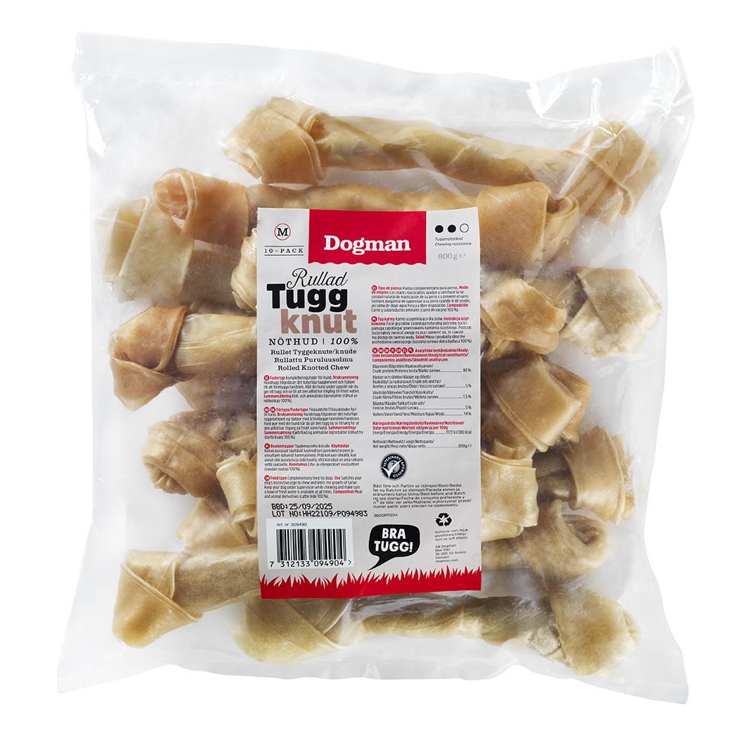 Dogman Tyggeben med knuder (10x 20cm) 800g Hundeudstyr 309490