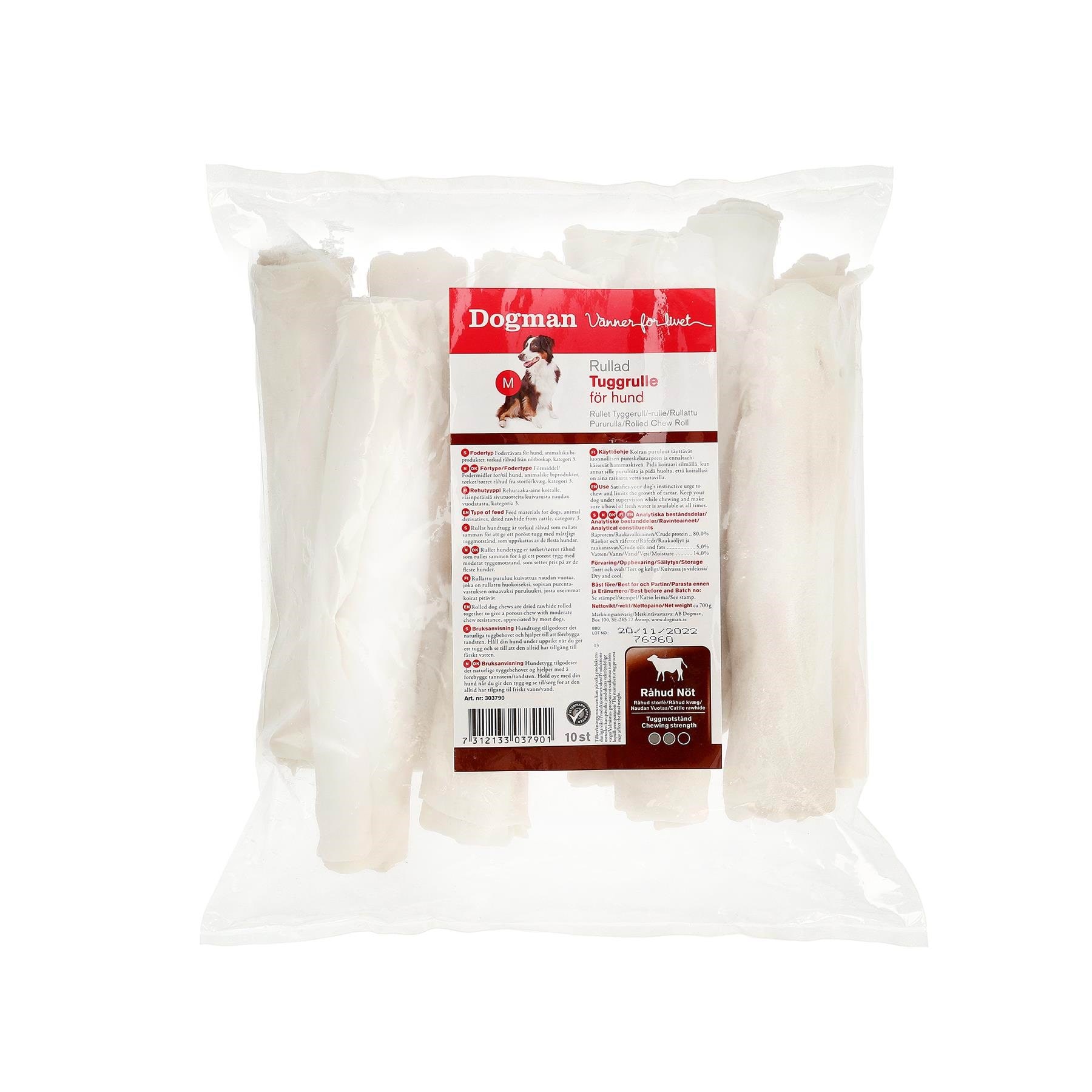 Dogman Tyggeruller 20cm 700g (10-pak) Hundeudstyr 303790