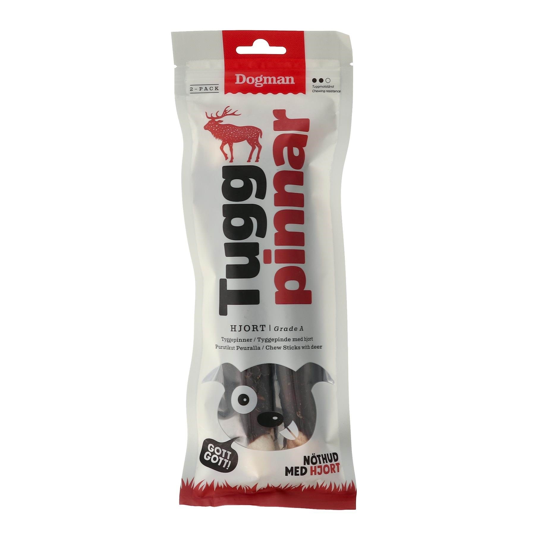 Dogman Hundegodbidder Tyggepinde Hjort 20cm 120g (2-Pack) Hundeudstyr 310444