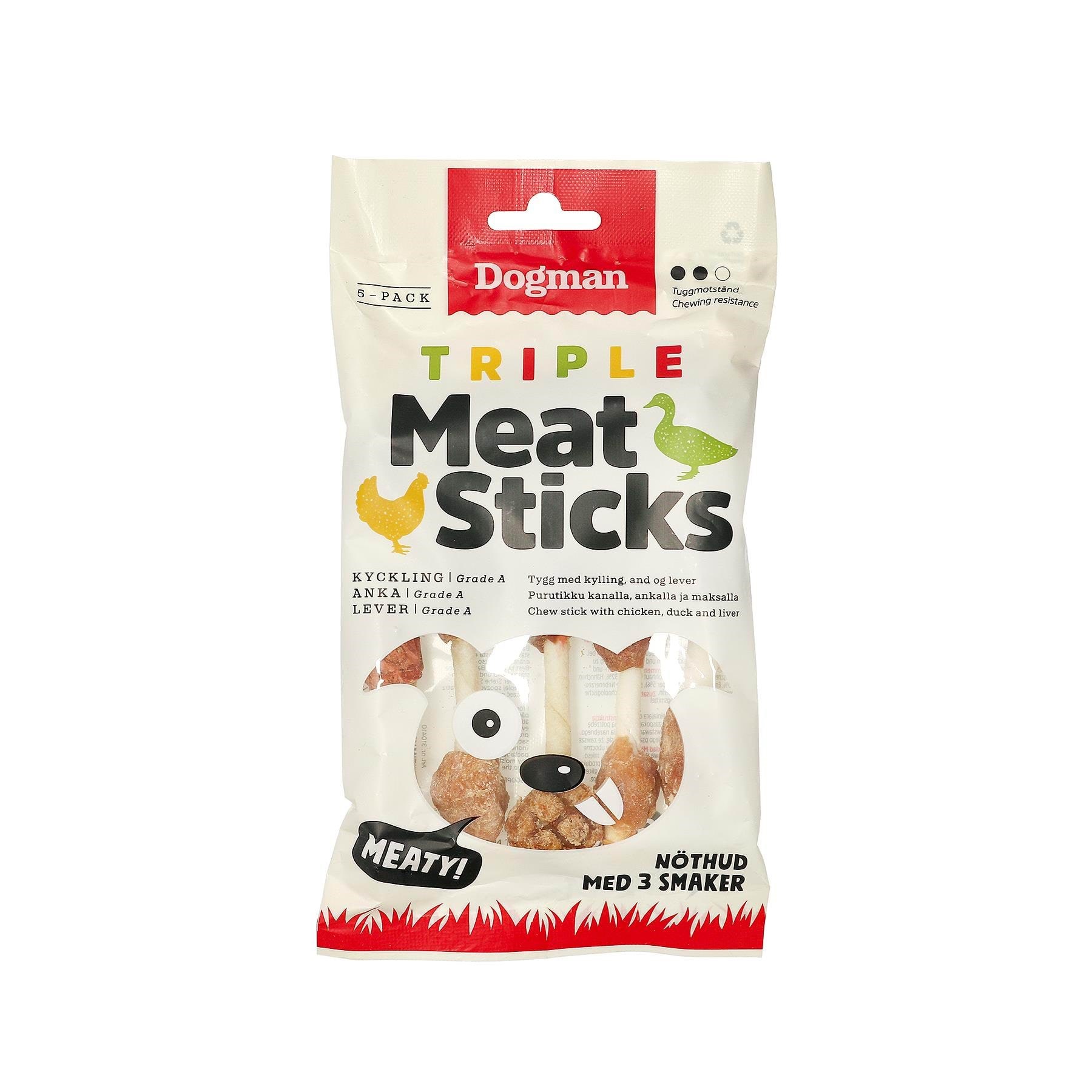 Dogman Triple Meat Sticks S 100g Hundeudstyr 310410