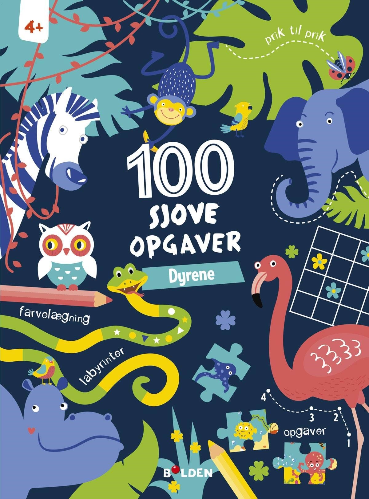 100 sjove opgaver: Dyrene (fra 4 år) - Hobby - paperback Hobby 9788772056265
