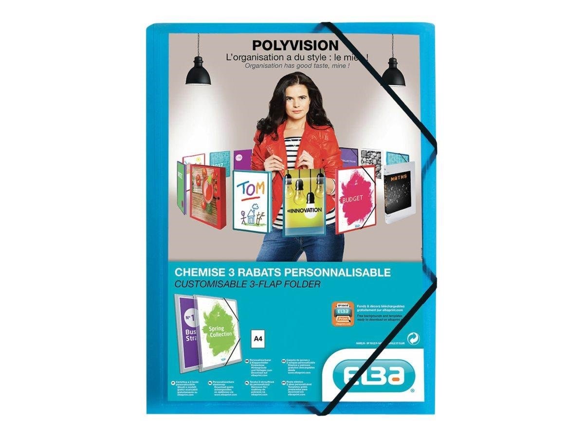 Oxford ELBA Polyvision - 3-flap folder - for A4 - transparent cobalt blue