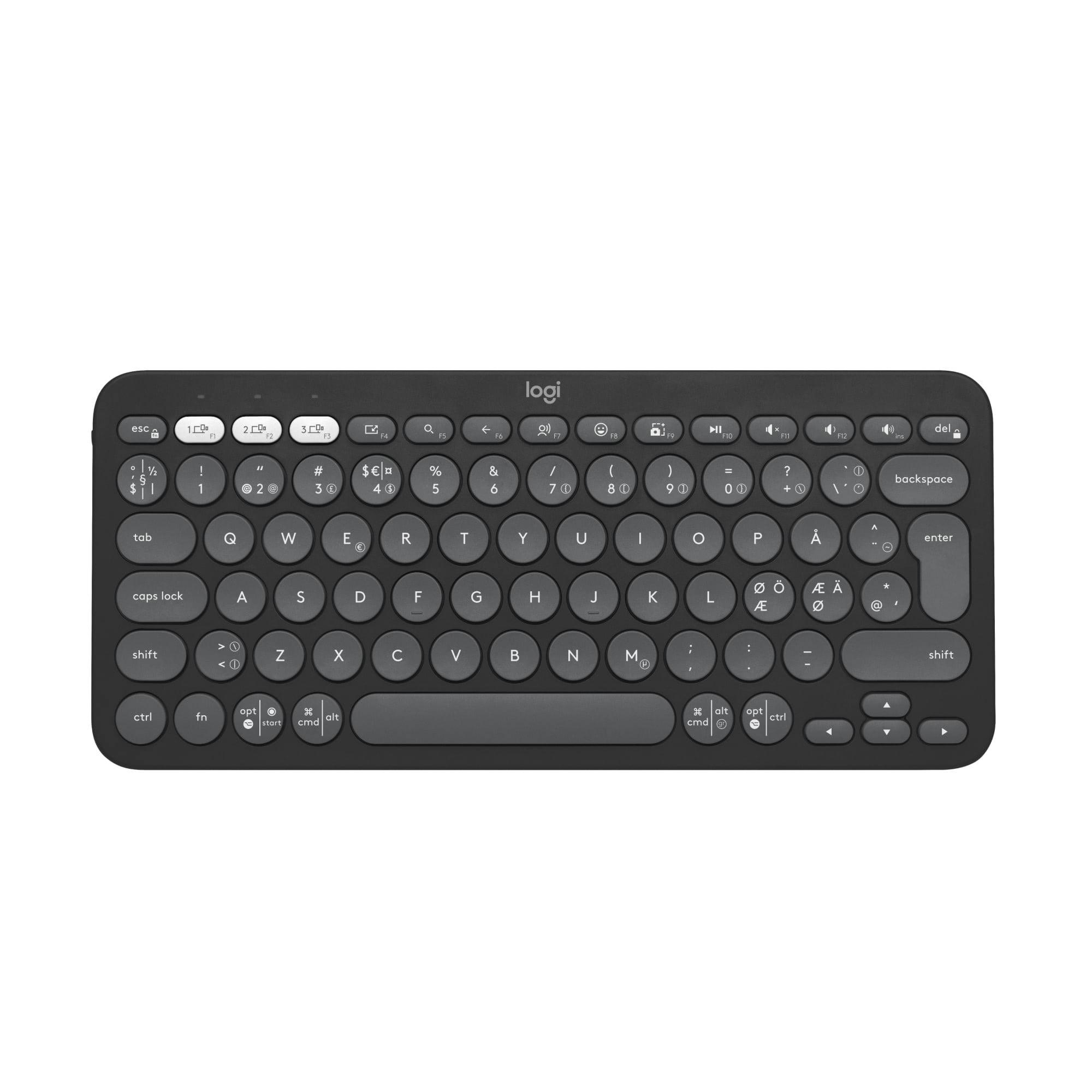 Logitech Pebble Keys 2 K380s Wireless Keyboard - Tonal Graphite - Tastatur - Nordisk - Sort
