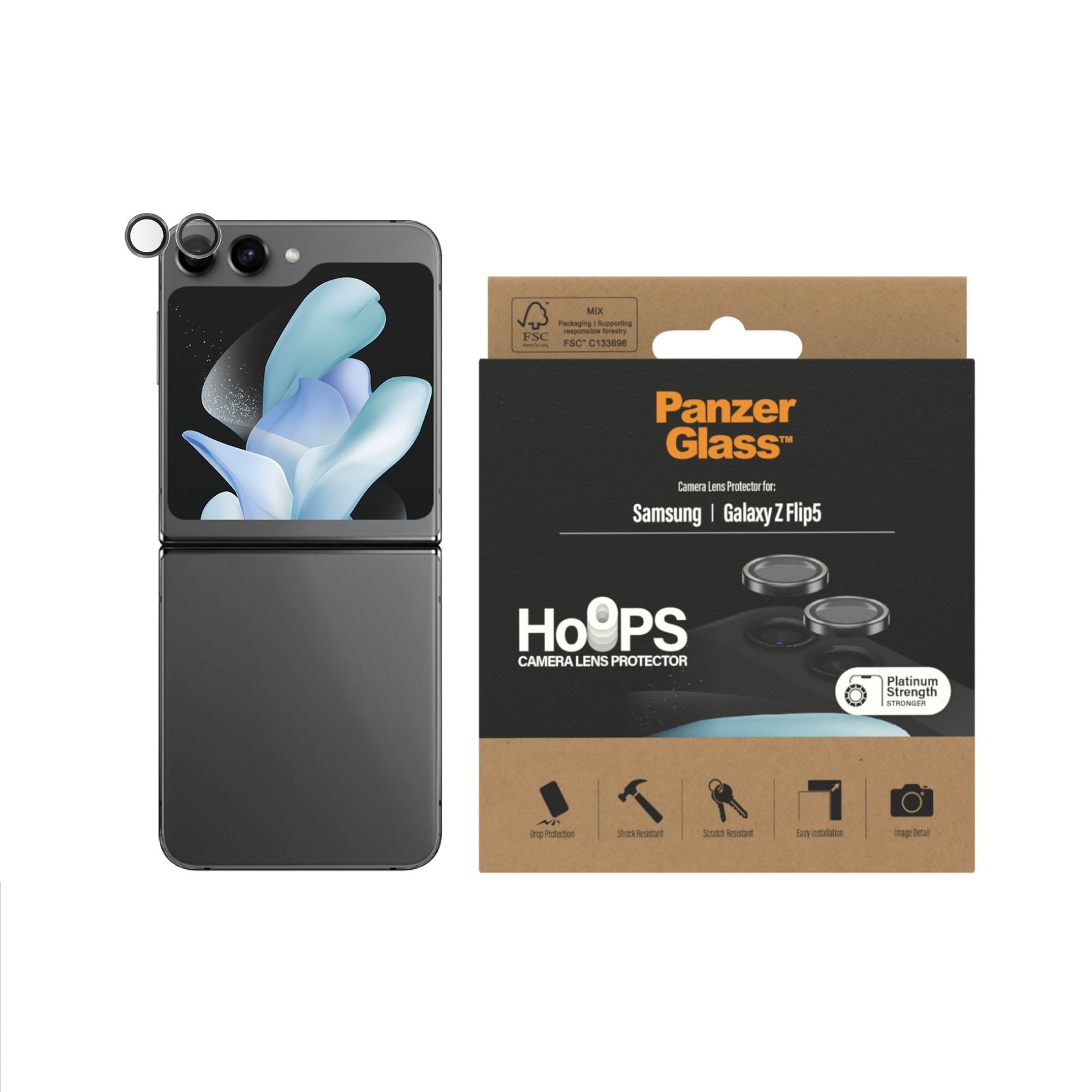 PanzerGlass Hoops Camera Lens Protector Galaxy Z Flip 5 | Black Beskyttelsesglas PANZER0458