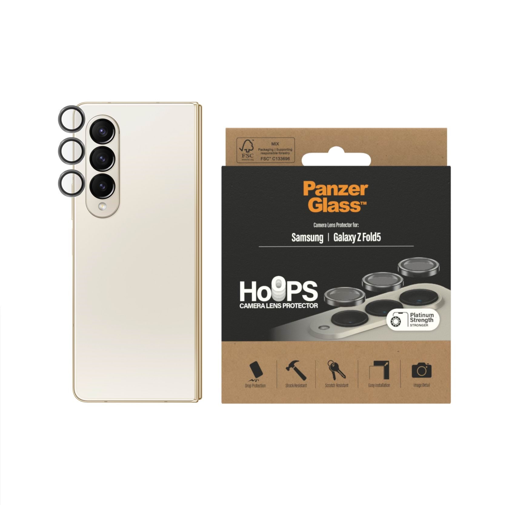 PanzerGlass Hoops Camera Lens Protector Samsung Galaxy Z Fold 5 | Black Beskyttelsesglas PANZER0457
