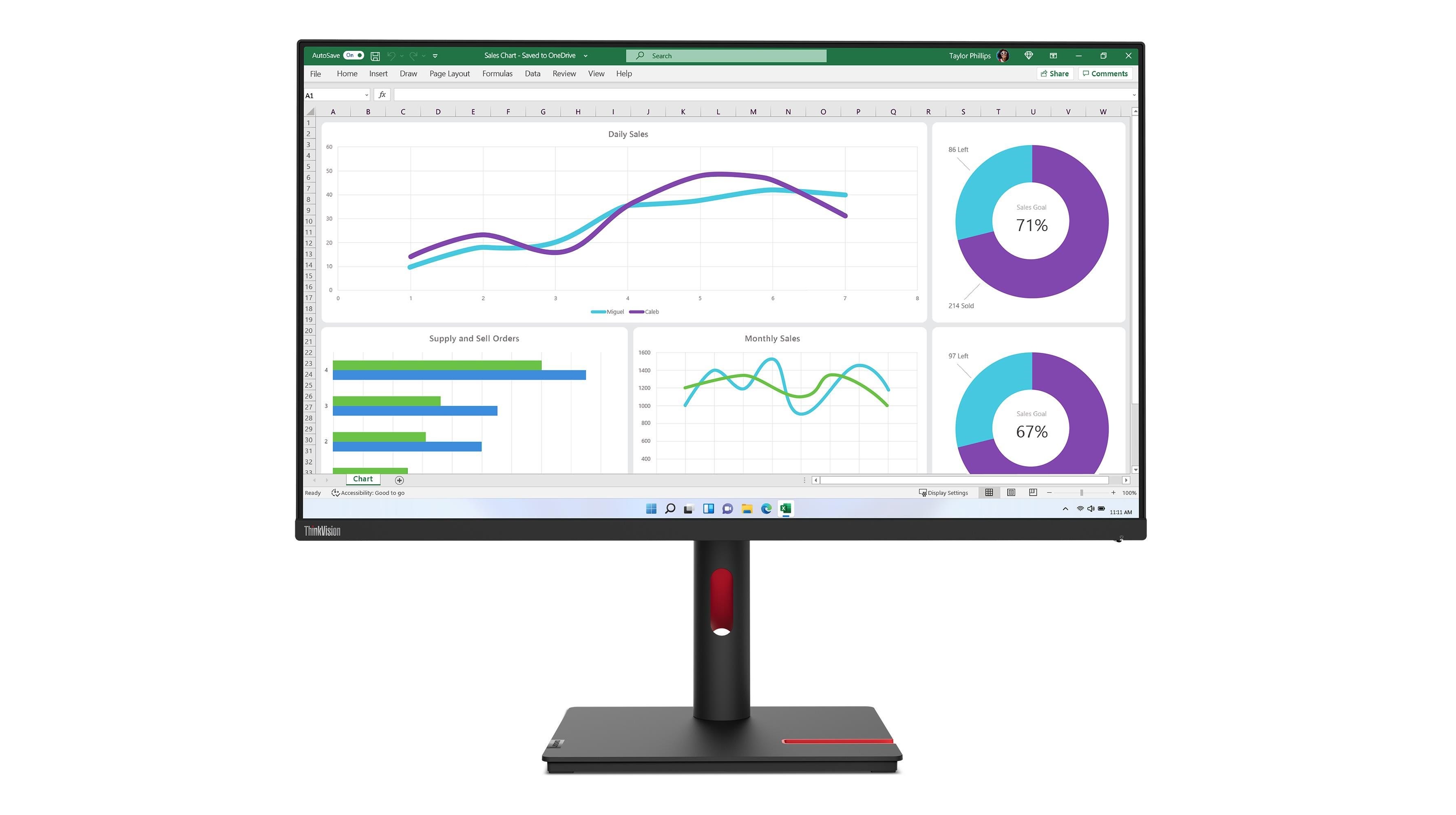 31.5" Lenovo ThinkVision T32h-30 - 2560x1440 (QHD) - 60Hz - IPS - 90W USB-C
