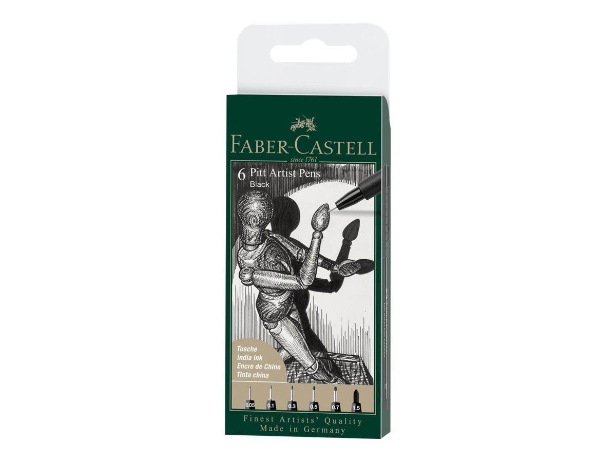Faber-Castell 6 Pitt Artist Pens Black Tegneværktøj 167154