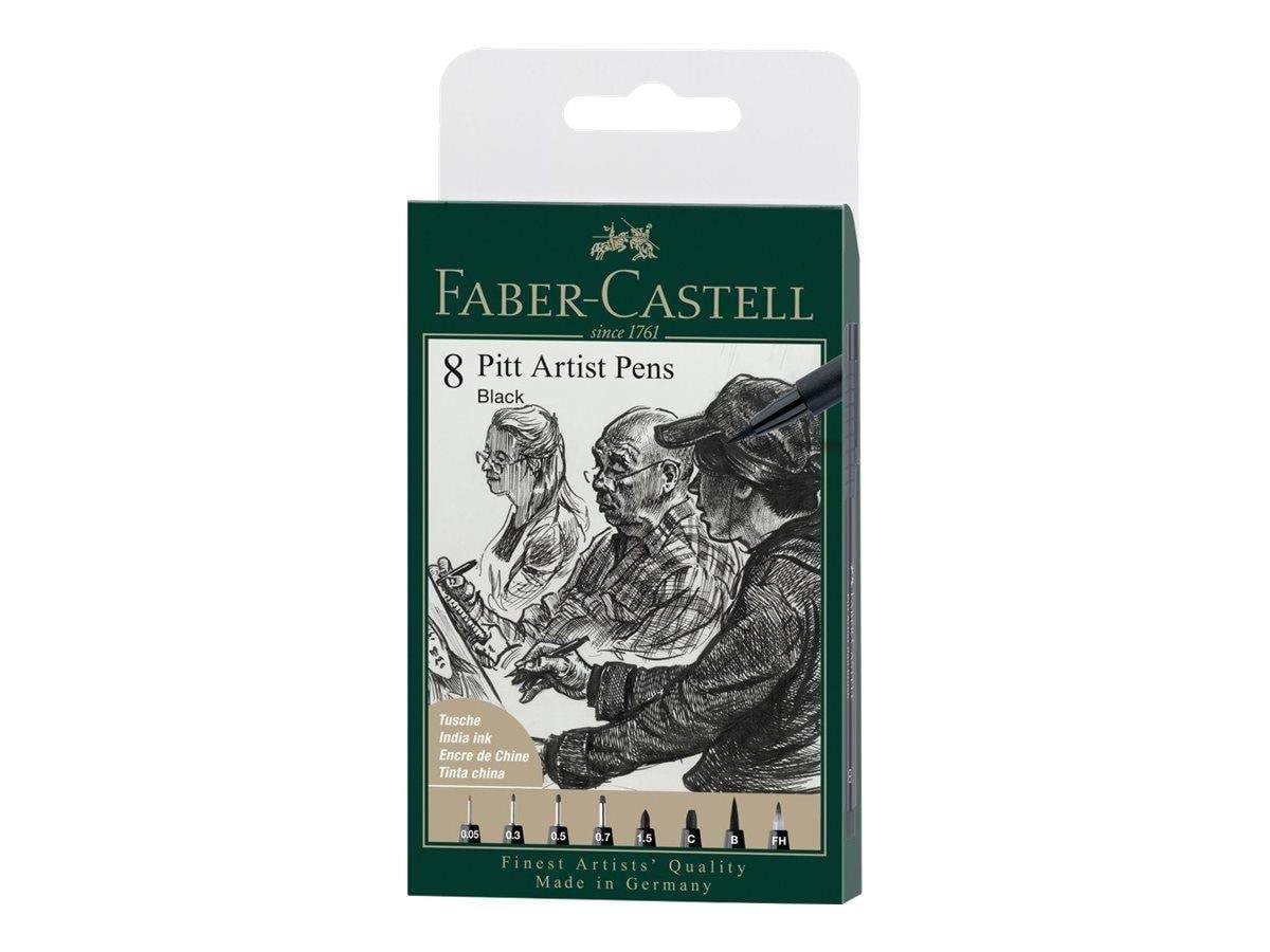 Faber-Castell 8 Pitt Artist Pens Black Tegneværktøj 167158