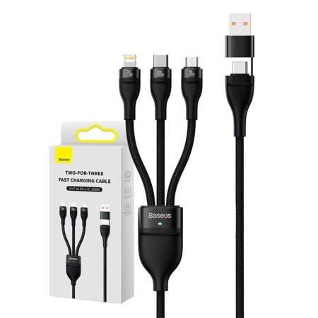 Baseus 3in1 USB cable Flash Series 2 USB-C + micro USB + Lightning 100W 1.2m (black)