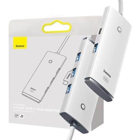 Baseus Hub 4in1 Lite Series USB-C to 4x USB 3.0 + USB-C 2m (White) USB hub - USB 3.0 - 4 ports - Hvid
