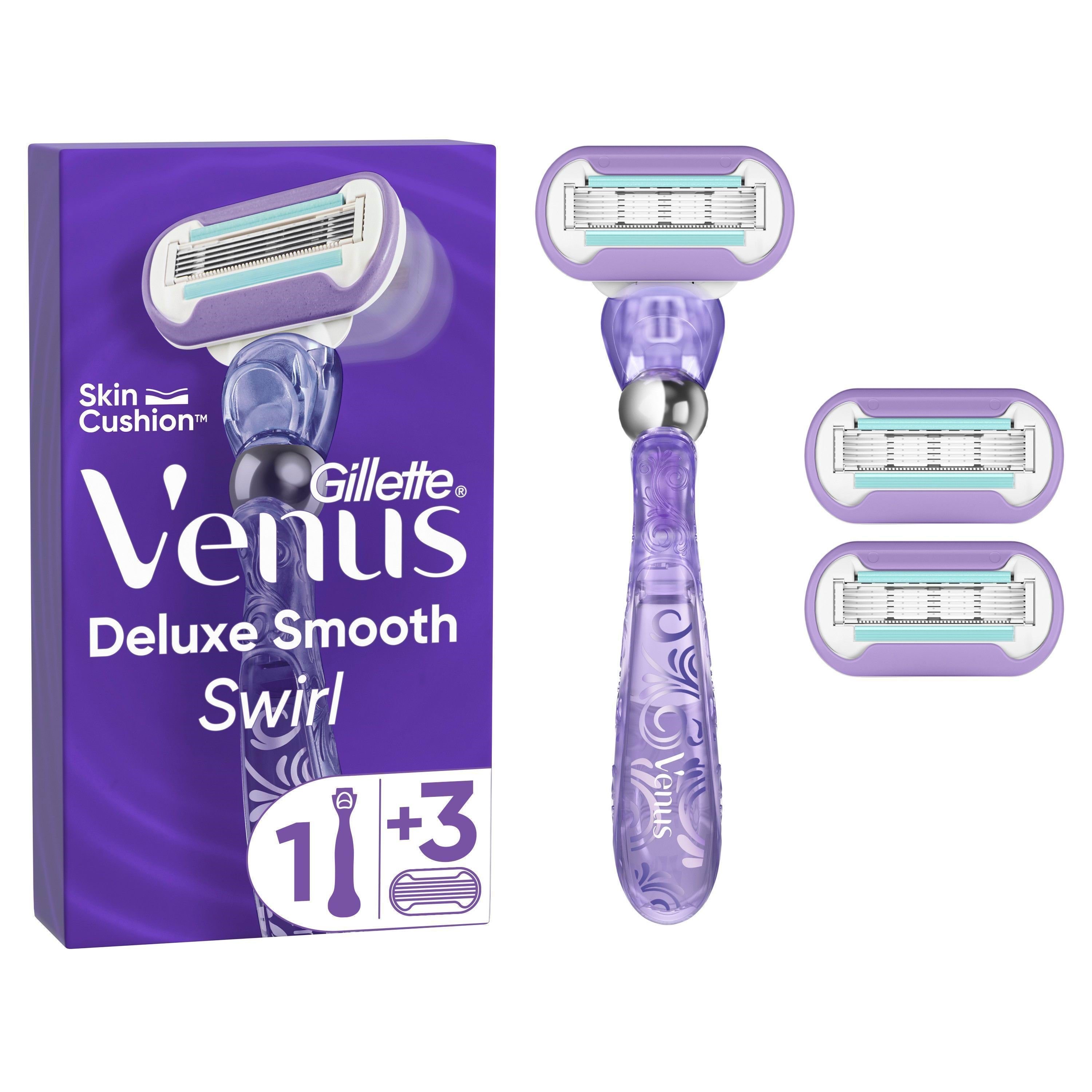 Gillette-Venus Deluxe Smooth Swirl Handle + 3 blades Barbergrej 7702018469802