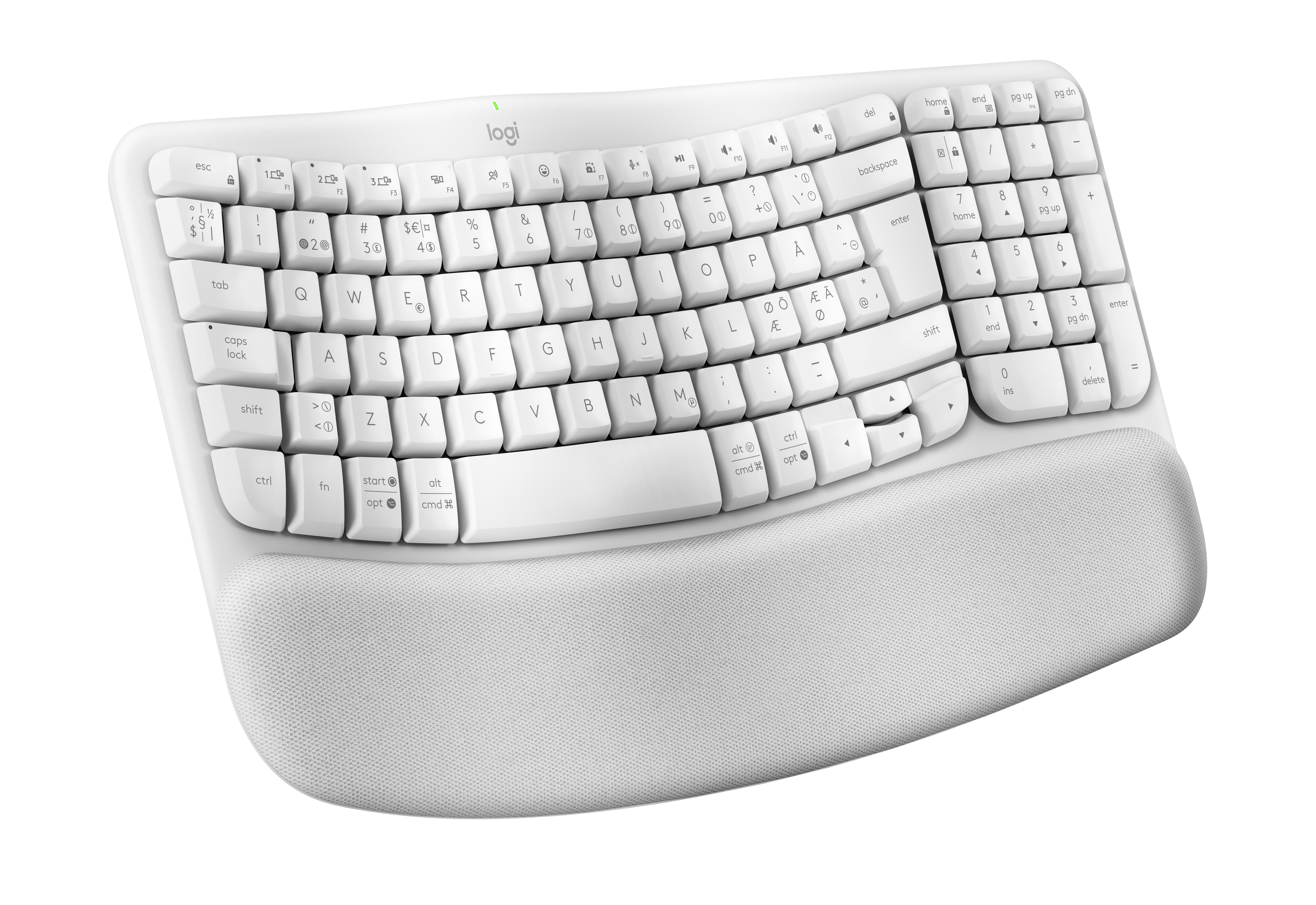 Logitech Wave Keys - Off-White - ND - Ergonomisk tastatur - Nordisk - Hvid