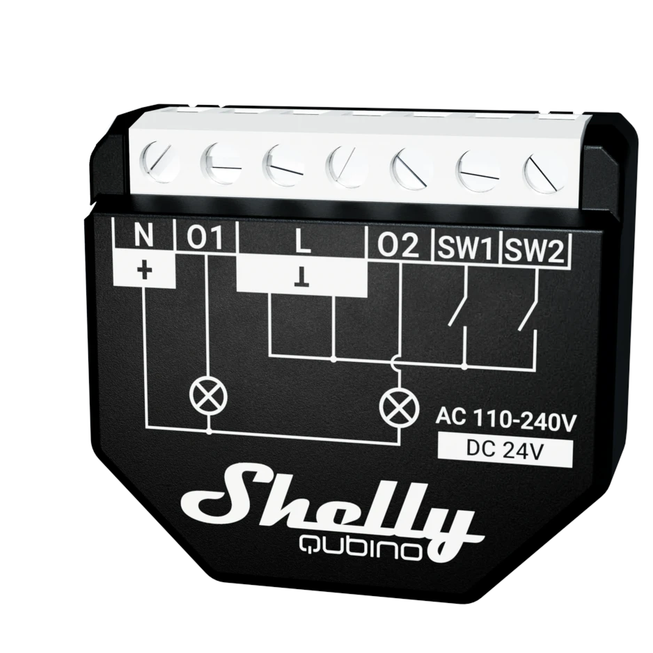 Shelly Wave 2PM - Z-Wave relæ, 2 kanaler med effektmåling (24VDC/230VAC)
