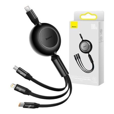 Baseus Bright Mirror 4 USB-C 3-in-1 cable for micro USB / USB-C / Lightning 100W / 3.5A 1.1m (Black) Usb Kabel Sort CAMJ010201