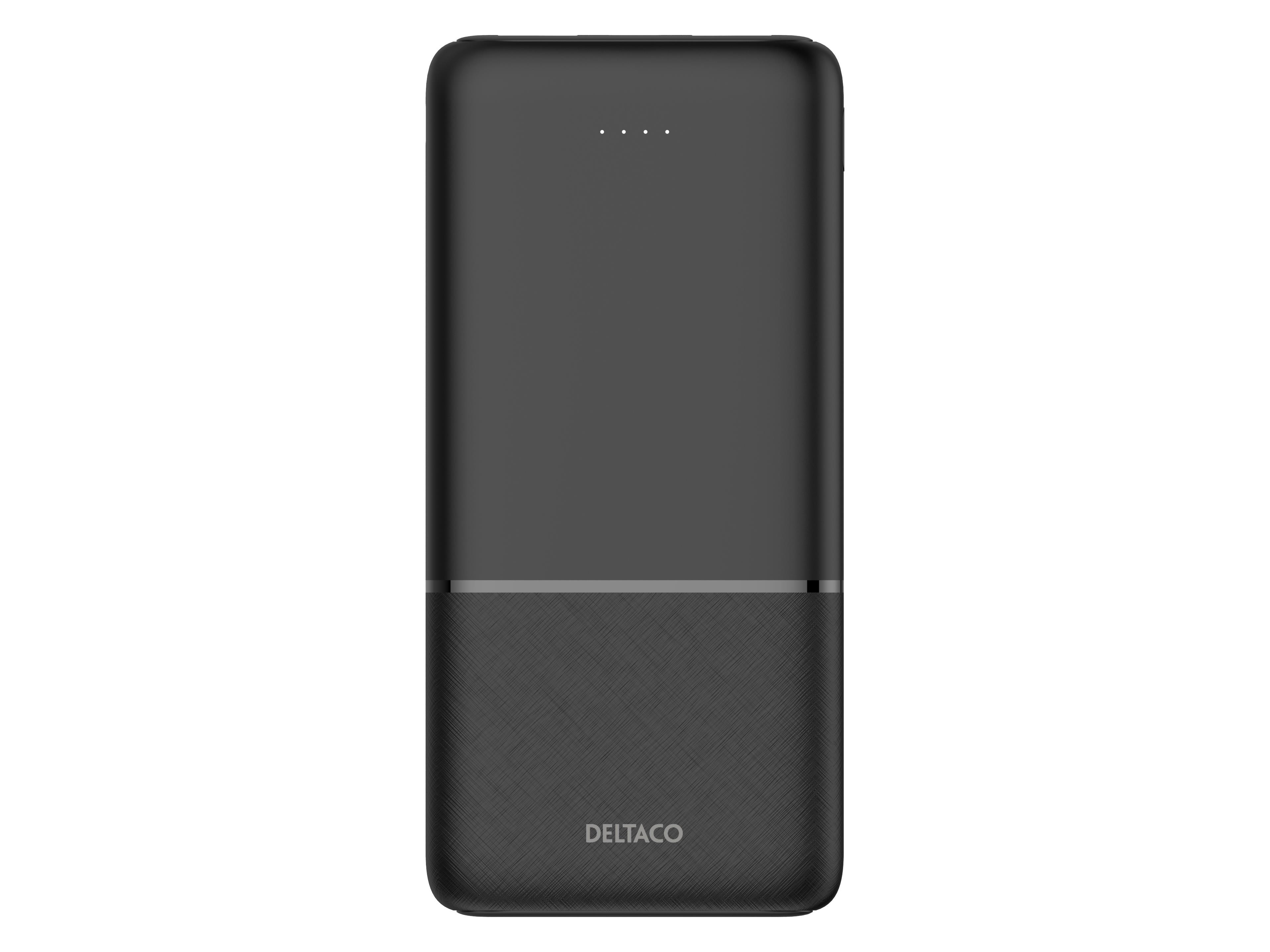 Deltaco PB-C1007 Powerbank | 2x USB-A + 1x USB-C | PD | Black - 10000 mAh Powerbank Sort