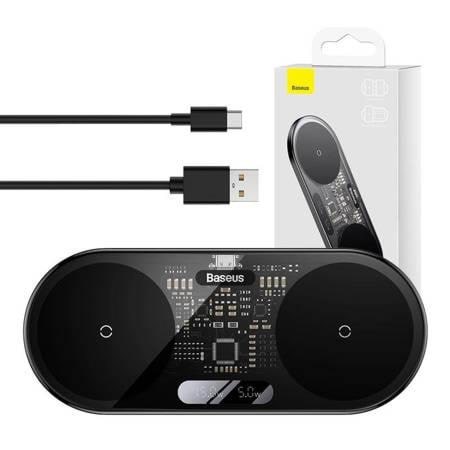 Baseus Dual Qi wireless charger Digital LED Display 20W Mobil Oplader WXSX010101